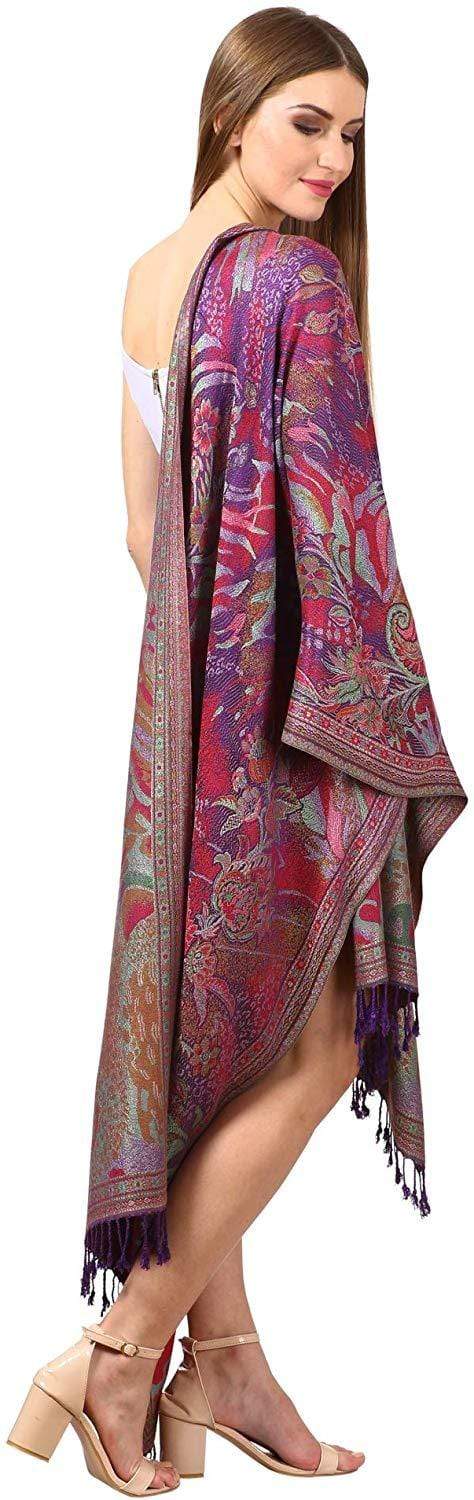 Pashtush Shawl Store Stole Pashtush Womens Fine Bamboo Jacquard Scarf, Reversible, Multicoloured