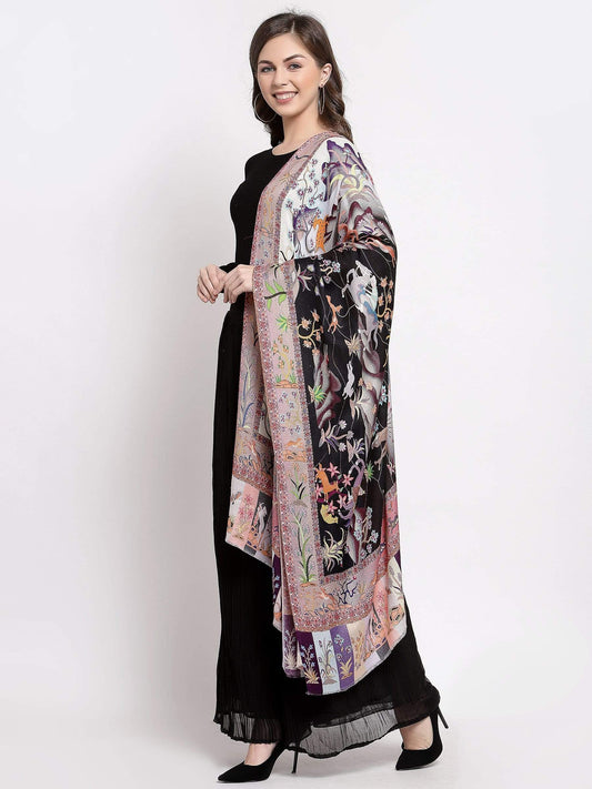 Pashtush India 70x200 Pashtush Womens fine Soft Bamboo Stole, Shikaardar Print Design