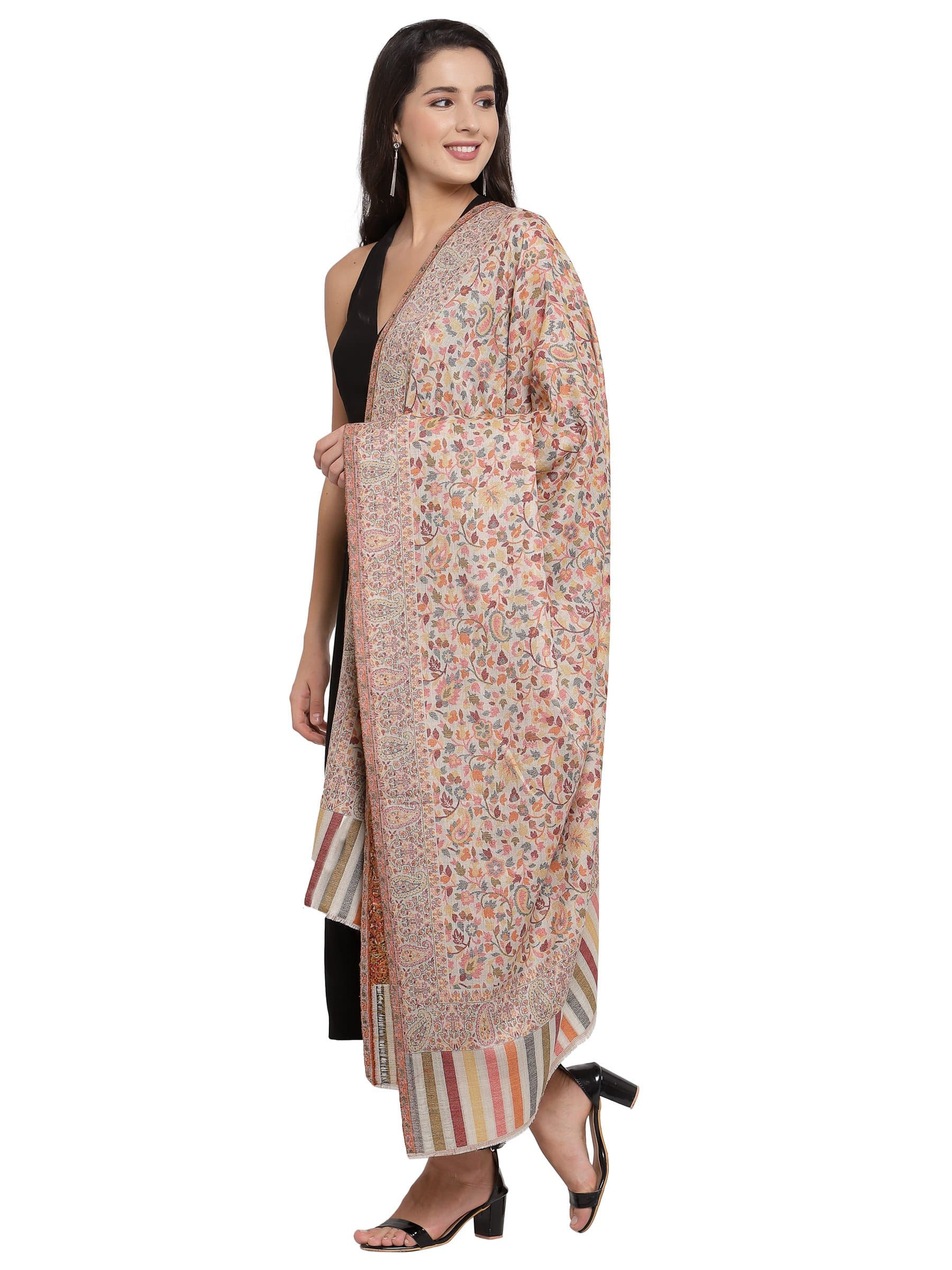 Pashtush India 100x200 Pashtush Womens Fine Wool Ethnic Weave Shawl, Soft and Warm