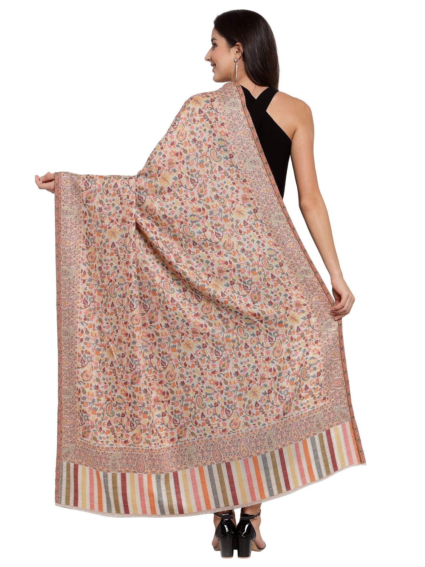 Pashtush India 100x200 Pashtush Womens Fine Wool Ethnic Weave Shawl, Soft and Warm