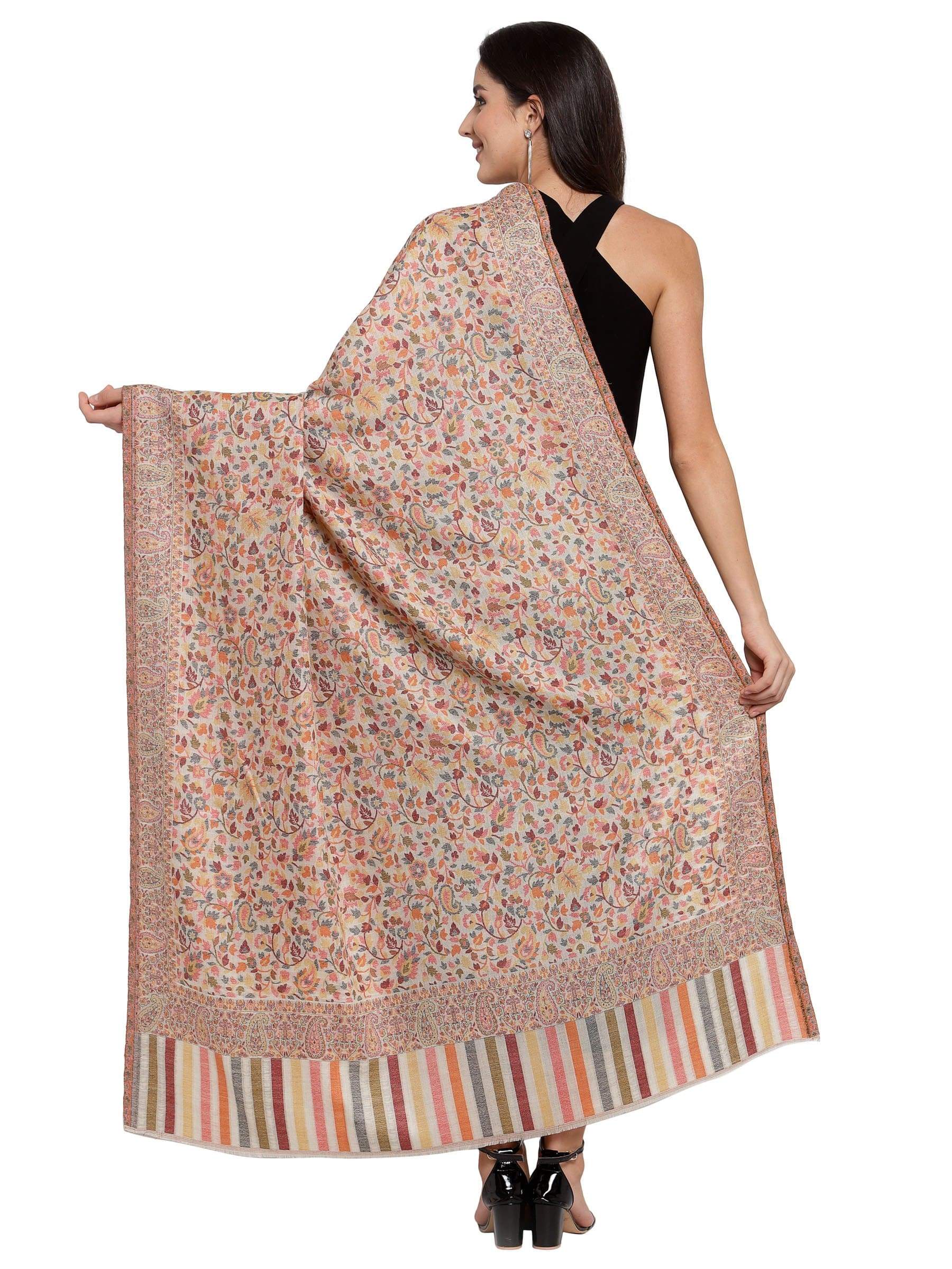 Pashtush India 100x200 Pashtush Womens Fine Wool Ethnic Weave Shawl, Soft and Warm