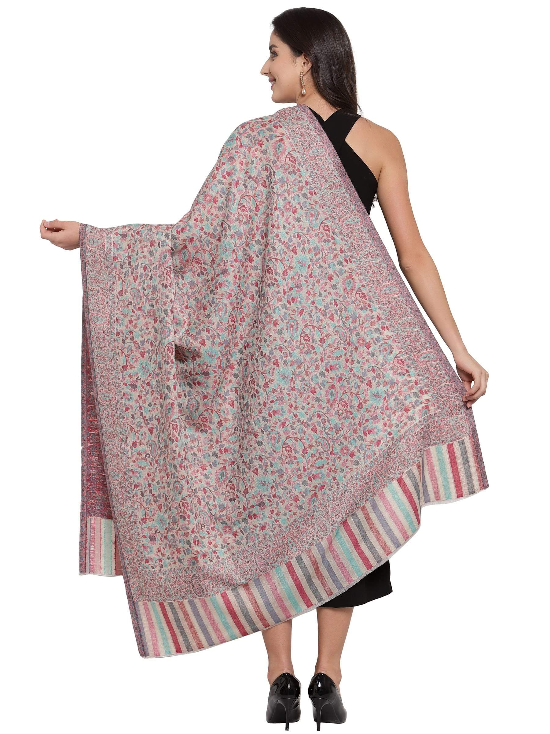 Pashtush India 100x200 Pashtush Womens Fine Wool Ethnic Weave Shawl, Soft and Warm