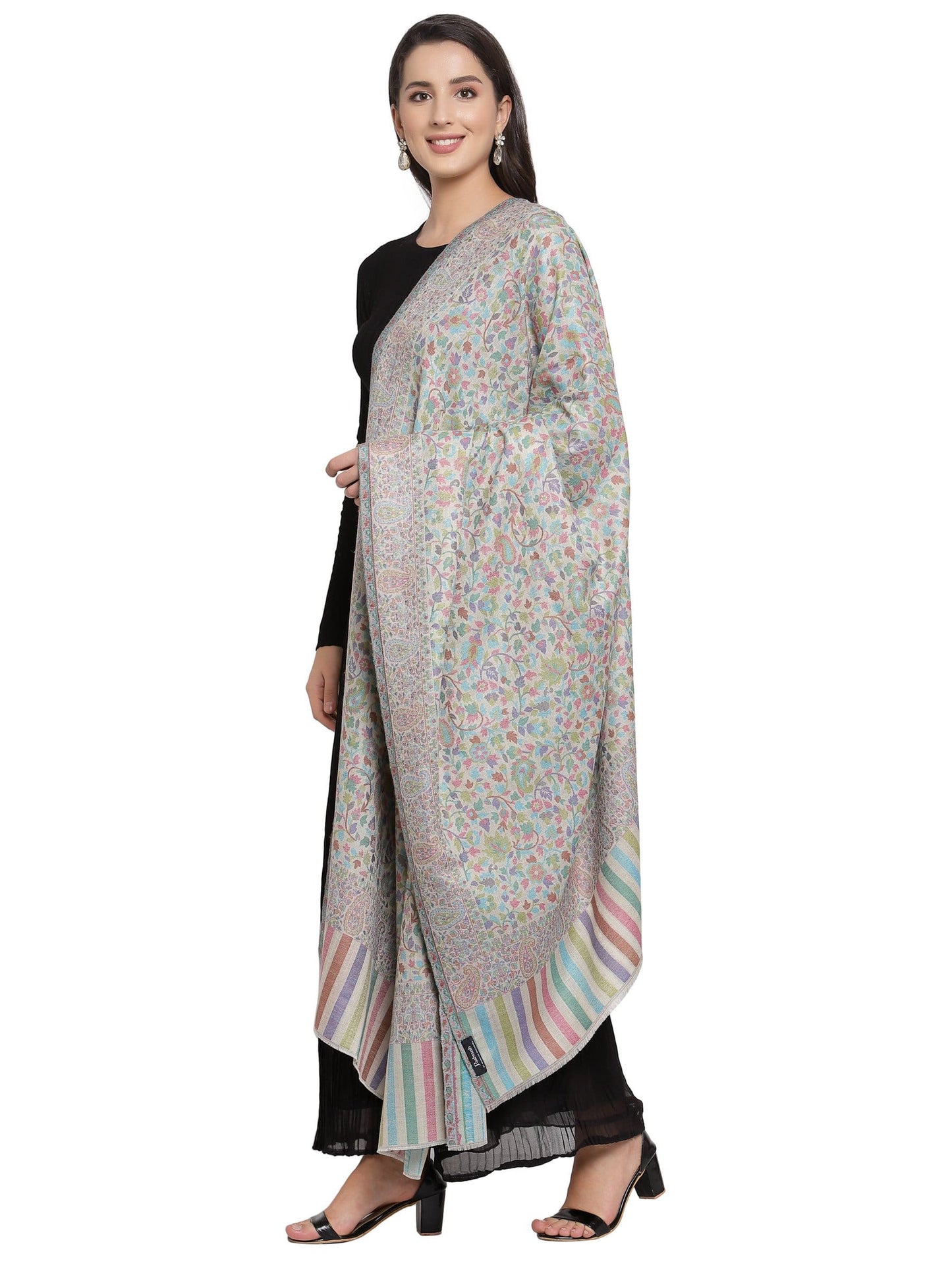 Pashtush India 100x200 Pashtush Womens Fine Wool Ethnic Weave Shawl, Soft and Warm
