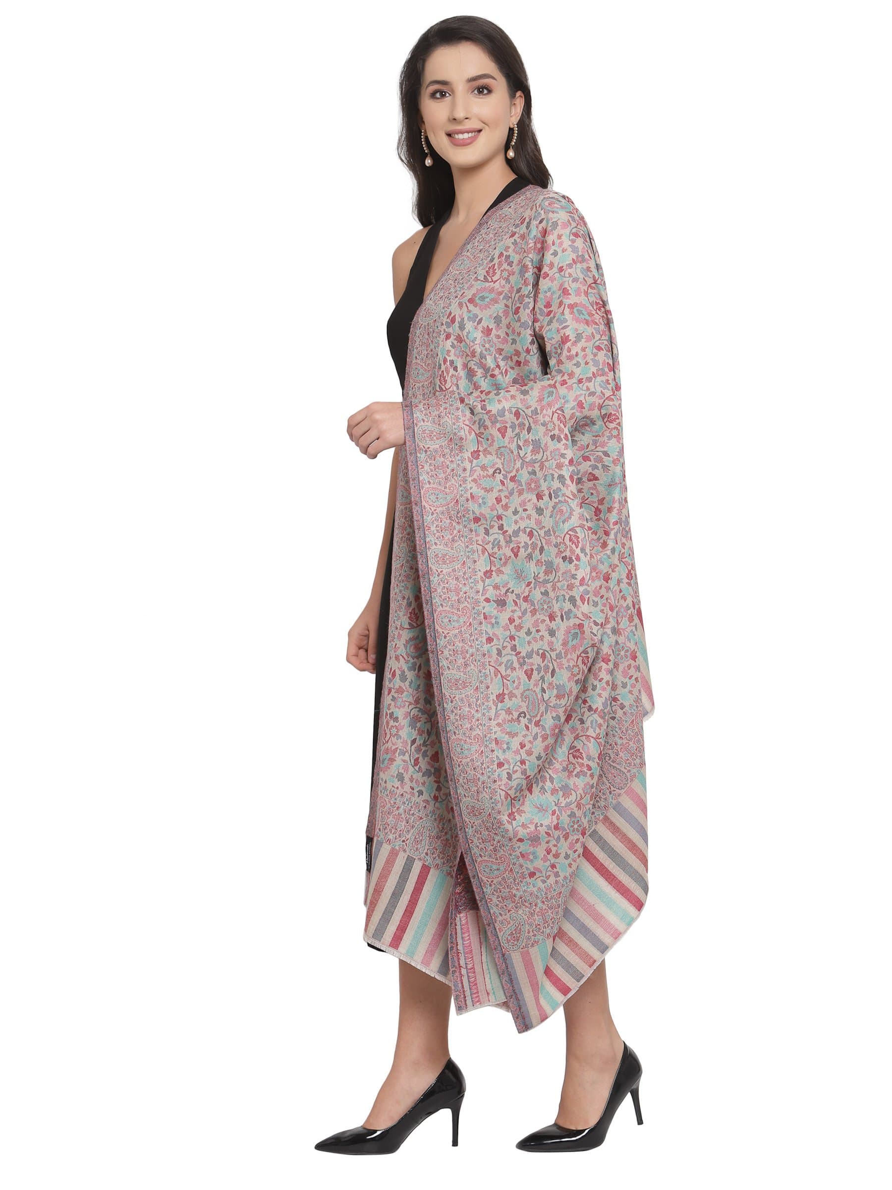 Pashtush India 100x200 Pashtush Womens Fine Wool Ethnic Weave Shawl, Soft and Warm