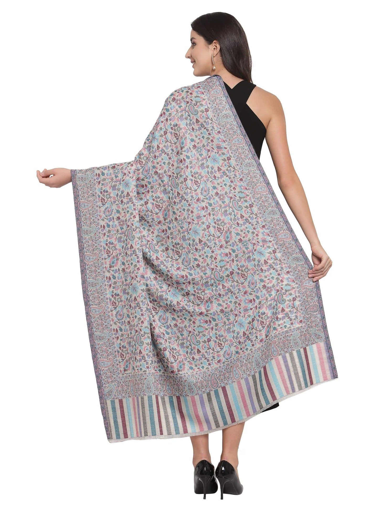 Pashtush India 100x200 Pashtush Womens Fine Wool Ethnic Weave Shawl, Soft and Warm