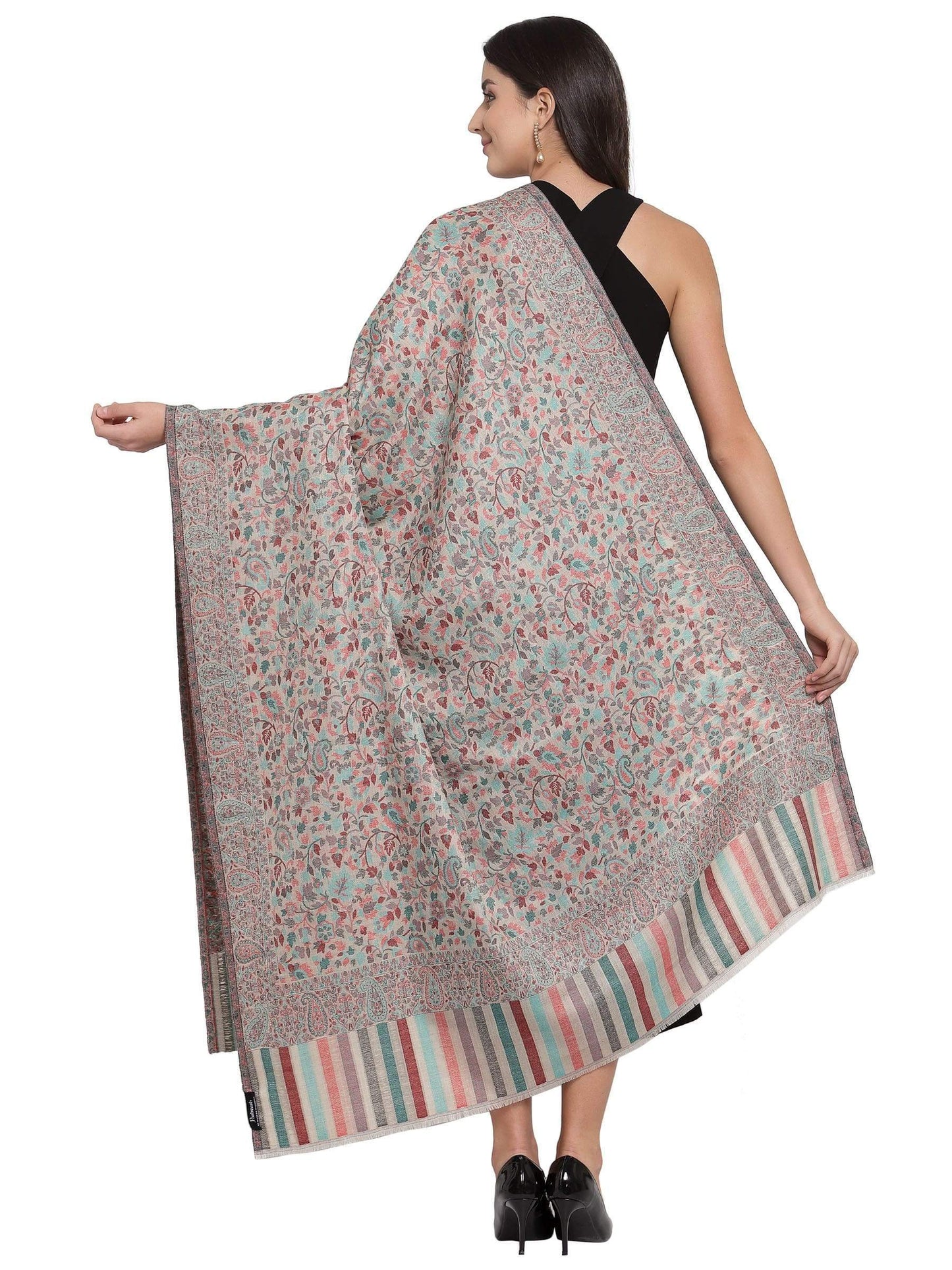 Pashtush India 100x200 Pashtush Womens Fine Wool Ethnic Weave Shawl, Soft and Warm