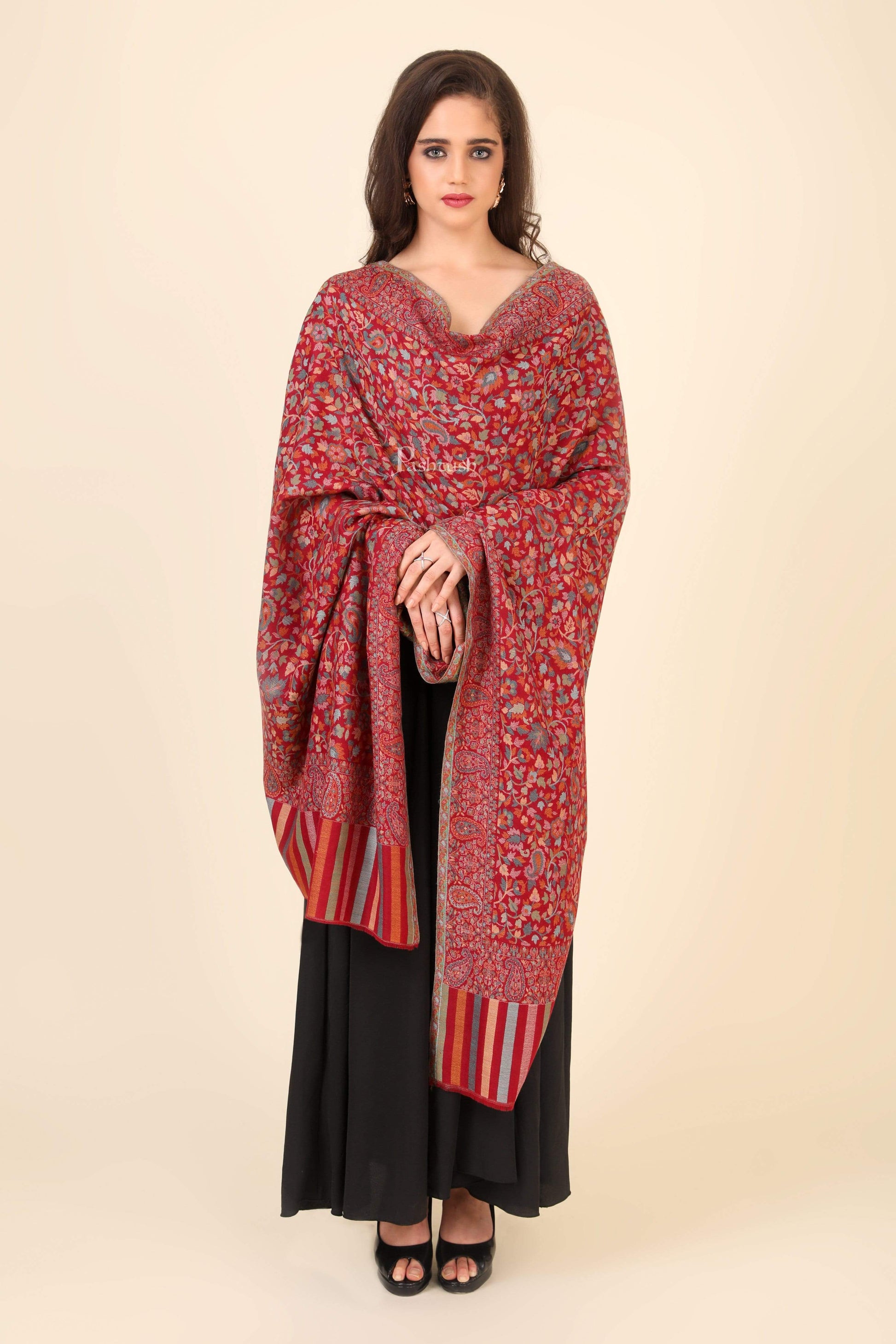 Pashtush India 100x200 Pashtush Womens Fine Wool Ethnic Weave Shawl, Soft and Warm