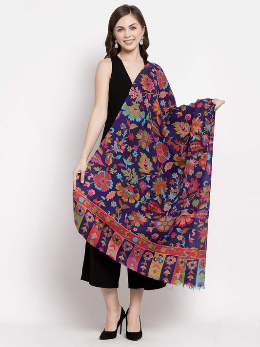 Pashtush India 70x200 Pashtush Womens Fine Wool Hand Printed Stole Scarf