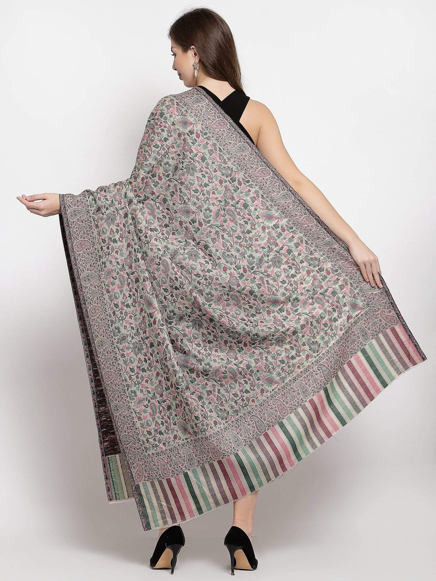 Pashtush India 100x200 Pashtush Womens Fine Wool Kaani Weave Shawl, Soft and Warm, Beige
