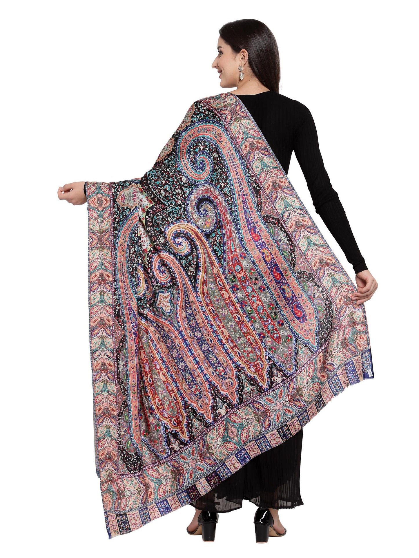 Pashtush India 100x200 Pashtush Womens Fine Wool Kalamkari Printed Shawl, Soft and warm