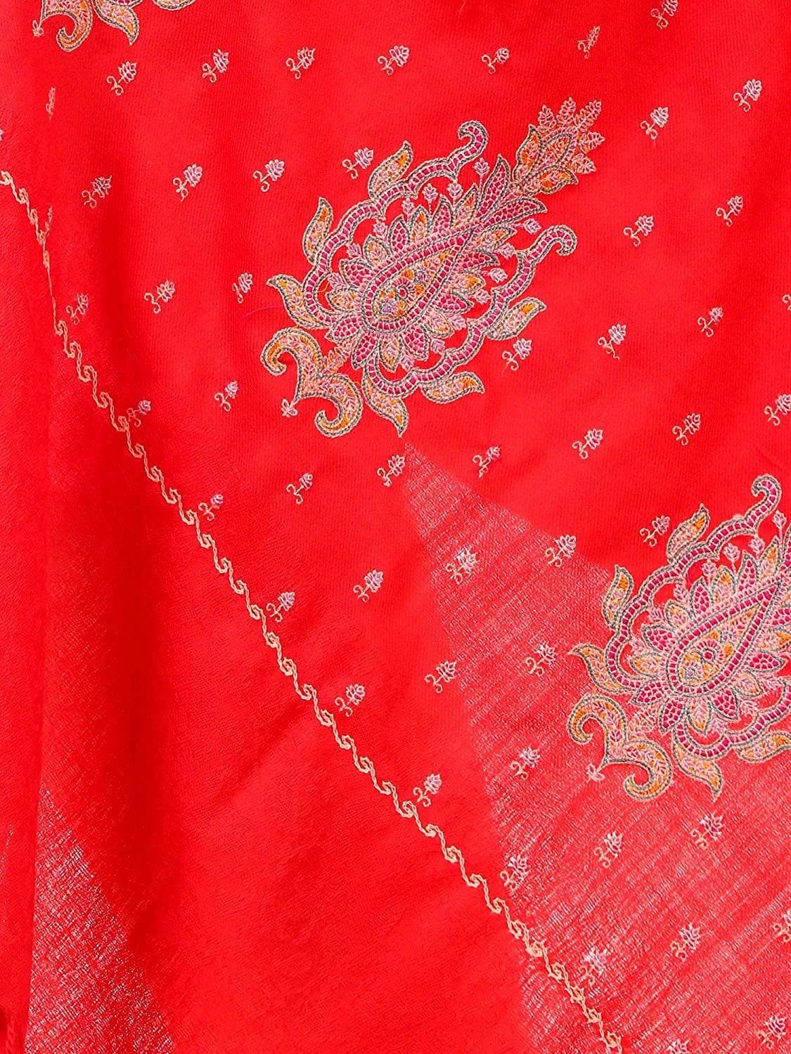 Pashtush India Stole Pashtush Womens Fine Wool Kashmiri Embroidery Stole, red