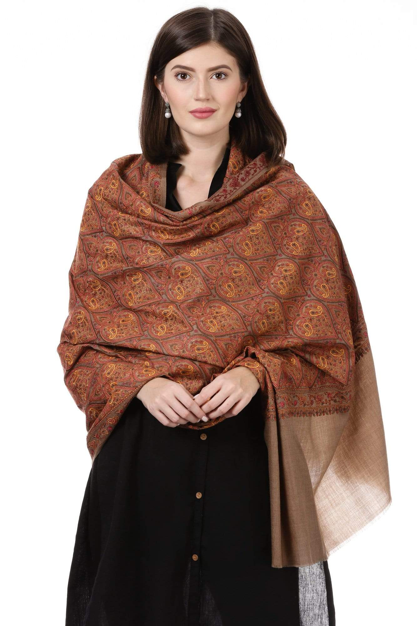 Pashtush India Shawl Pashtush Fine Wool , kashmiri Sozni embroidery shawl