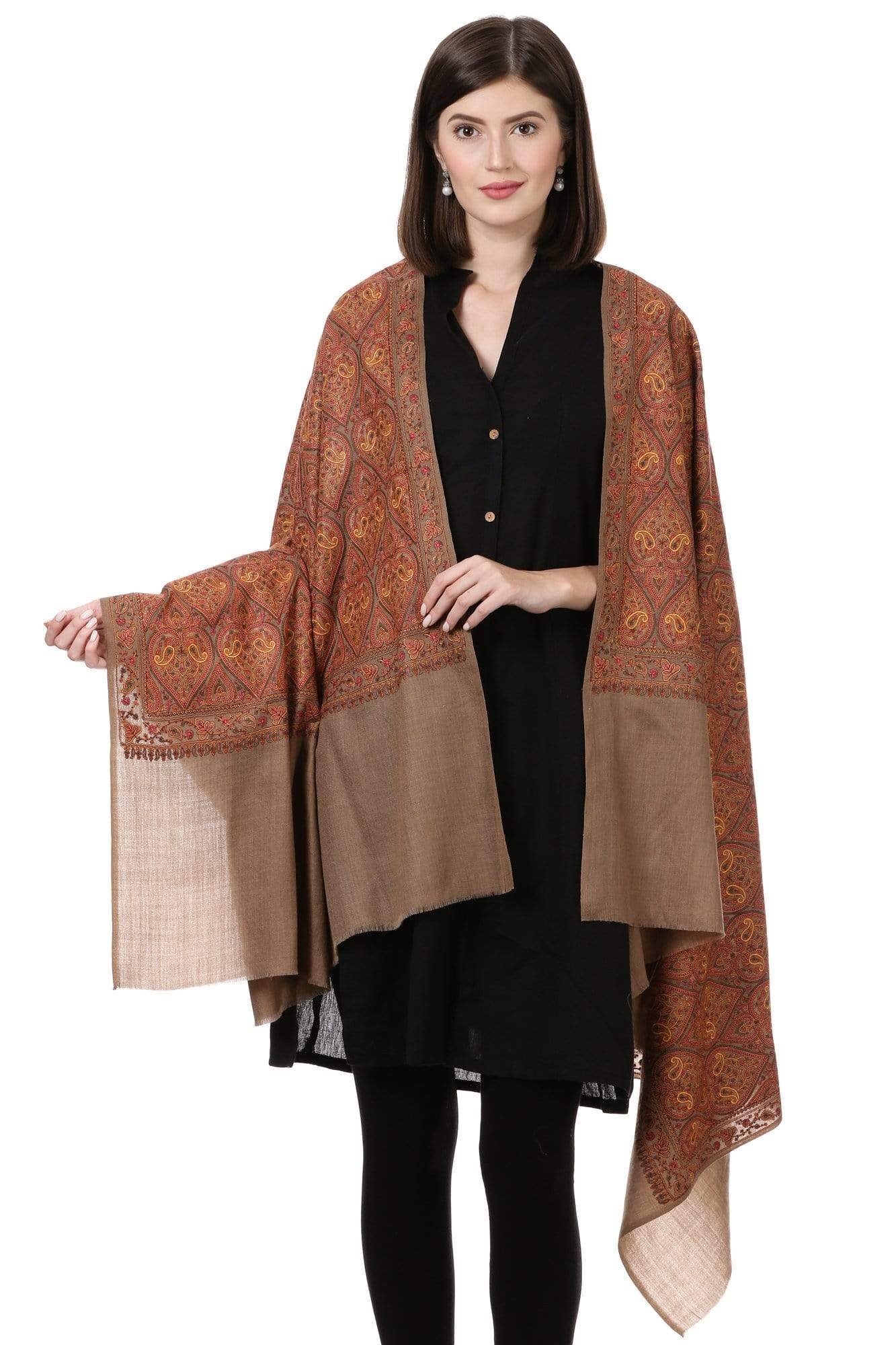 Pashtush India Shawl Pashtush Fine Wool , kashmiri Sozni embroidery shawl