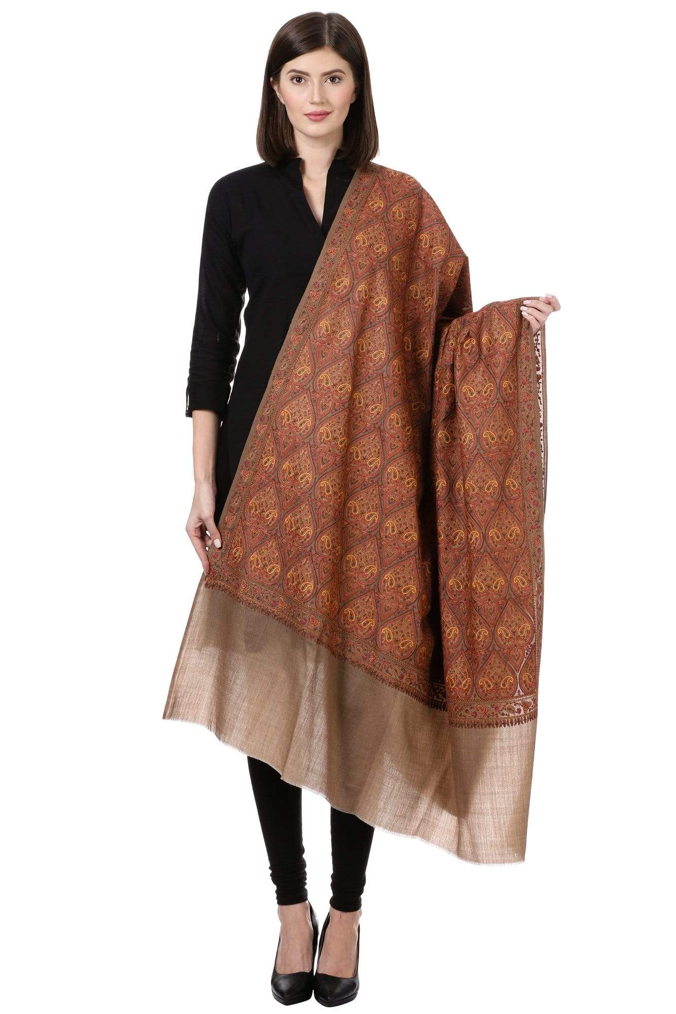 Pashtush India Shawl Pashtush Fine Wool , kashmiri Sozni embroidery shawl
