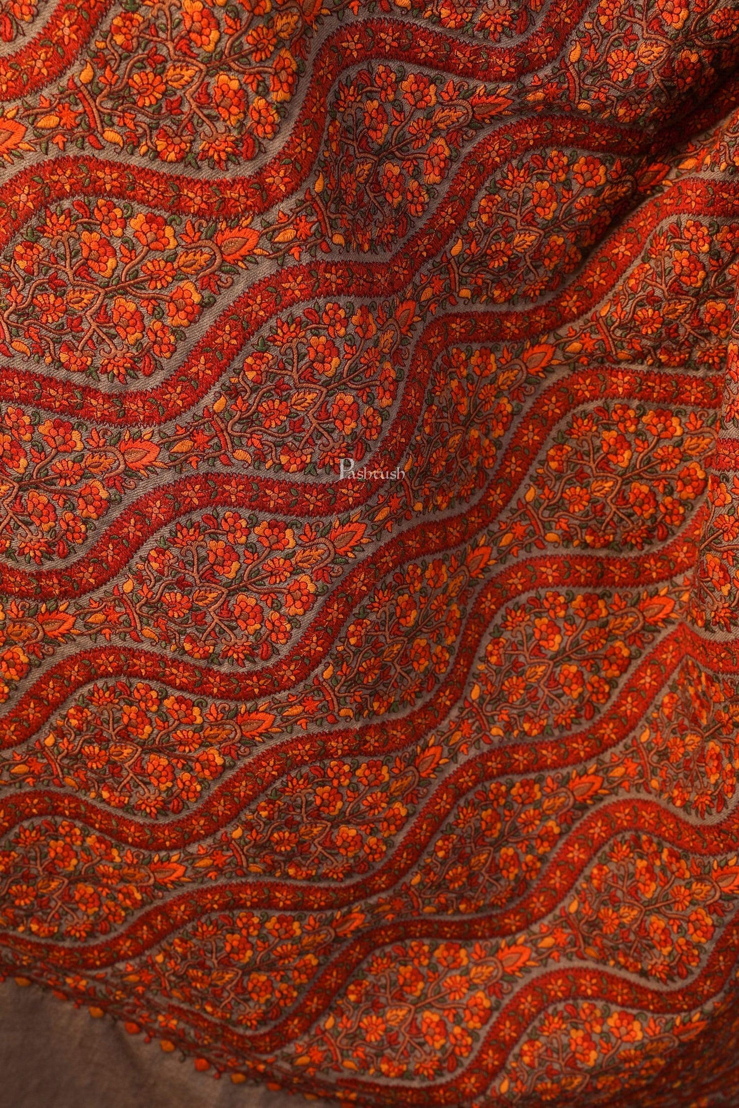 Pashtush India 100x200 Pashtush Womens Fine Wool , Kashmiri Sozni Embroidery Stole