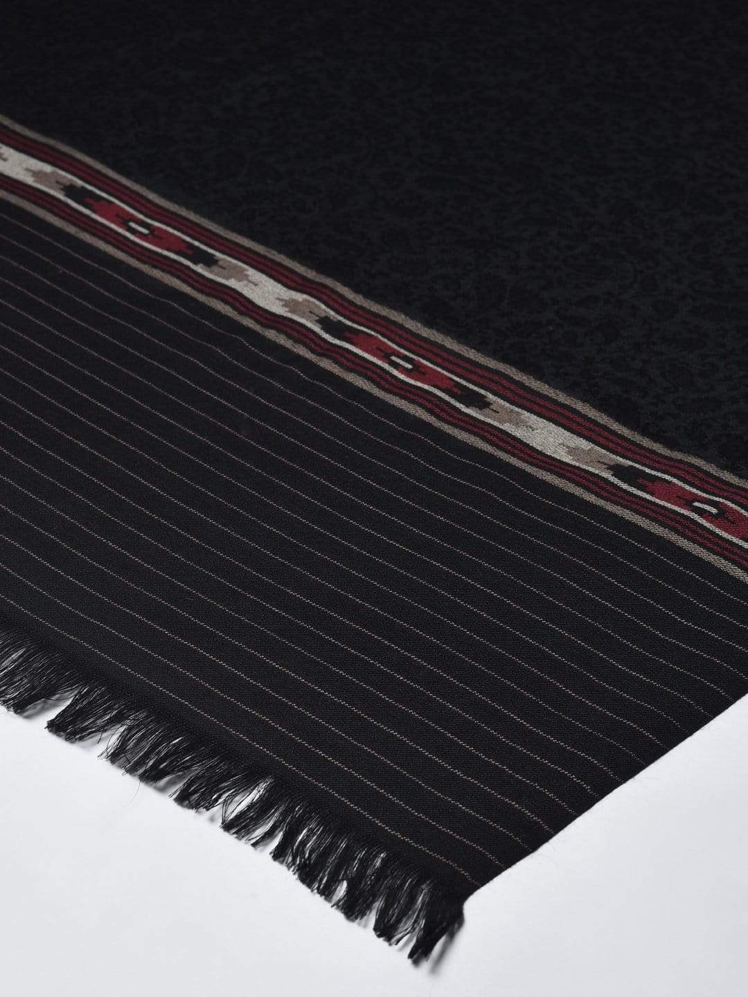 Pashtush India 100x200 Pashtush Womens Fine Wool Kullu Weave Shawl, Soft and Warm, Black