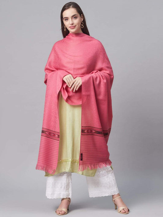 Pashtush India 100x200 Pashtush Womens Fine Wool Kullu Weave Shawl, Soft and Warm, Pink