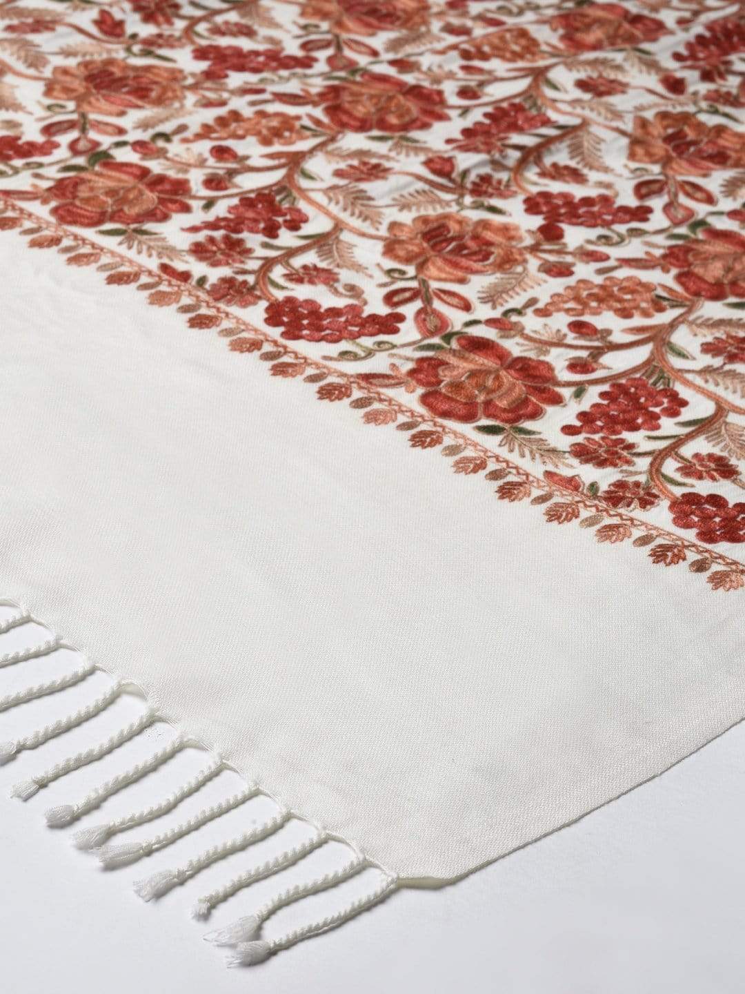 Pashtush India 70x200 Pashtush Womens Fine Wool, Light Weight, Gulaabdar Aari Embroidery Stole,