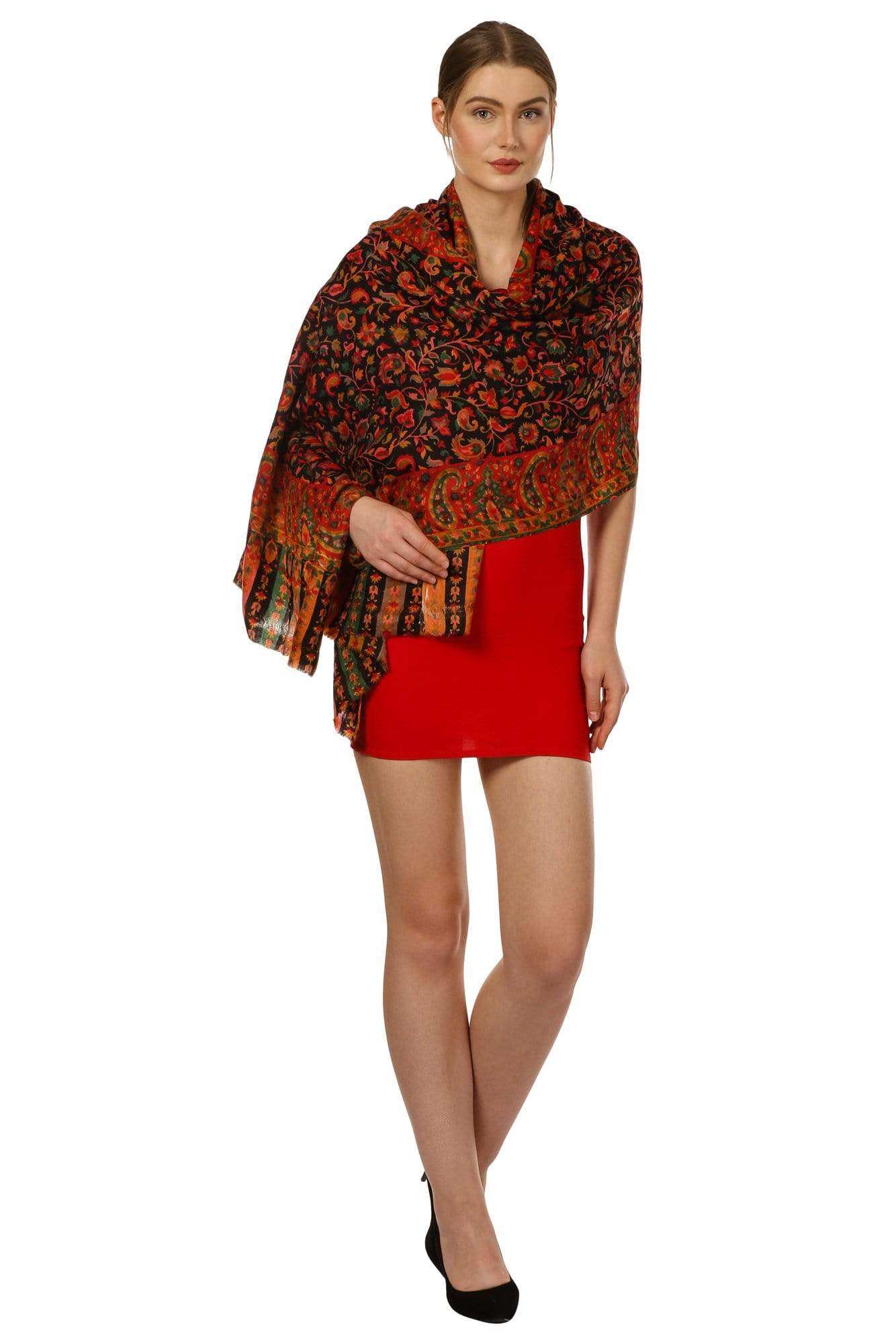 Pashtush India Shawl Pashtush Womens Fine Wool Pashmina Blended Printed Stole Scarf