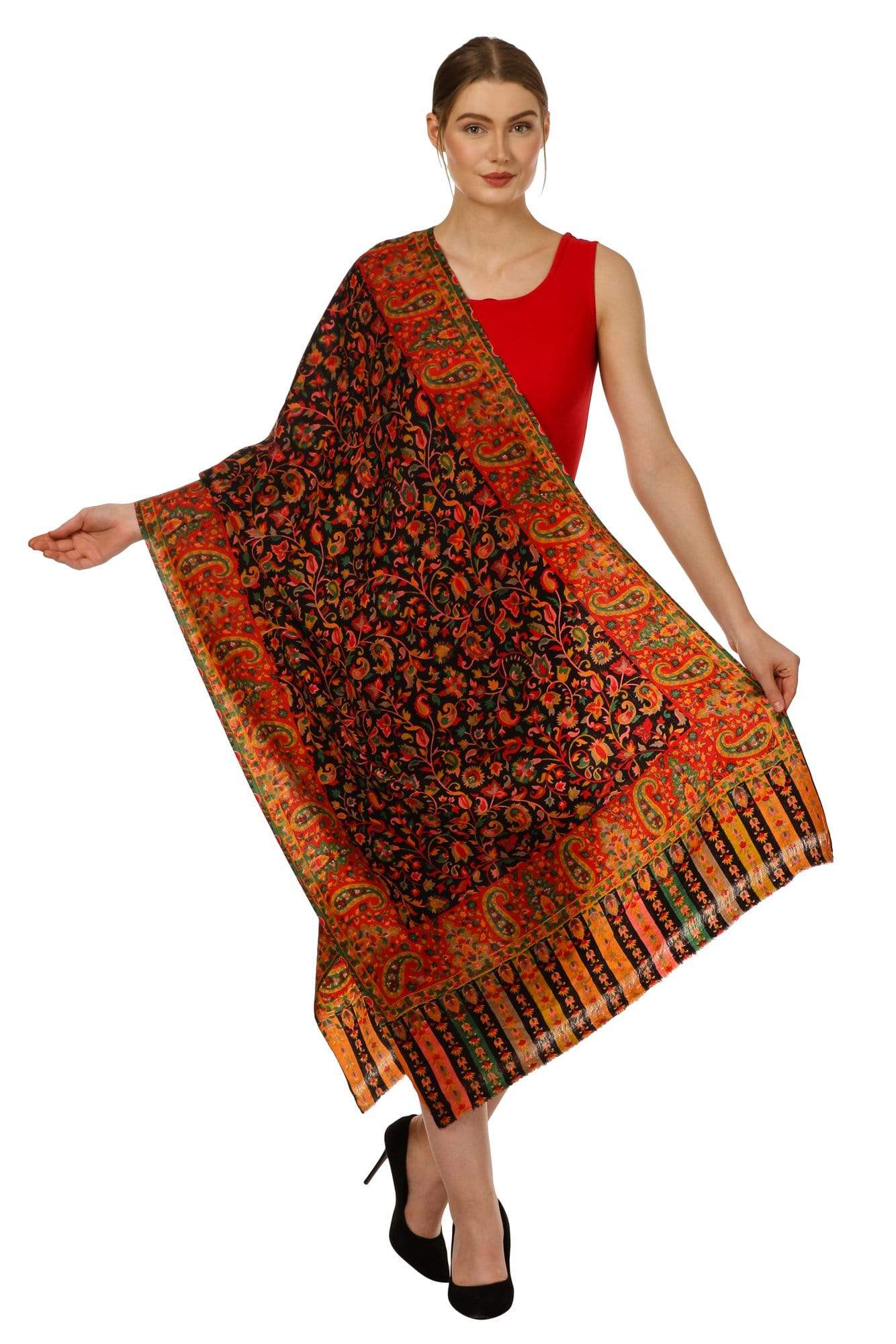 Pashtush India Shawl Pashtush Womens Fine Wool Pashmina Blended Printed Stole Scarf