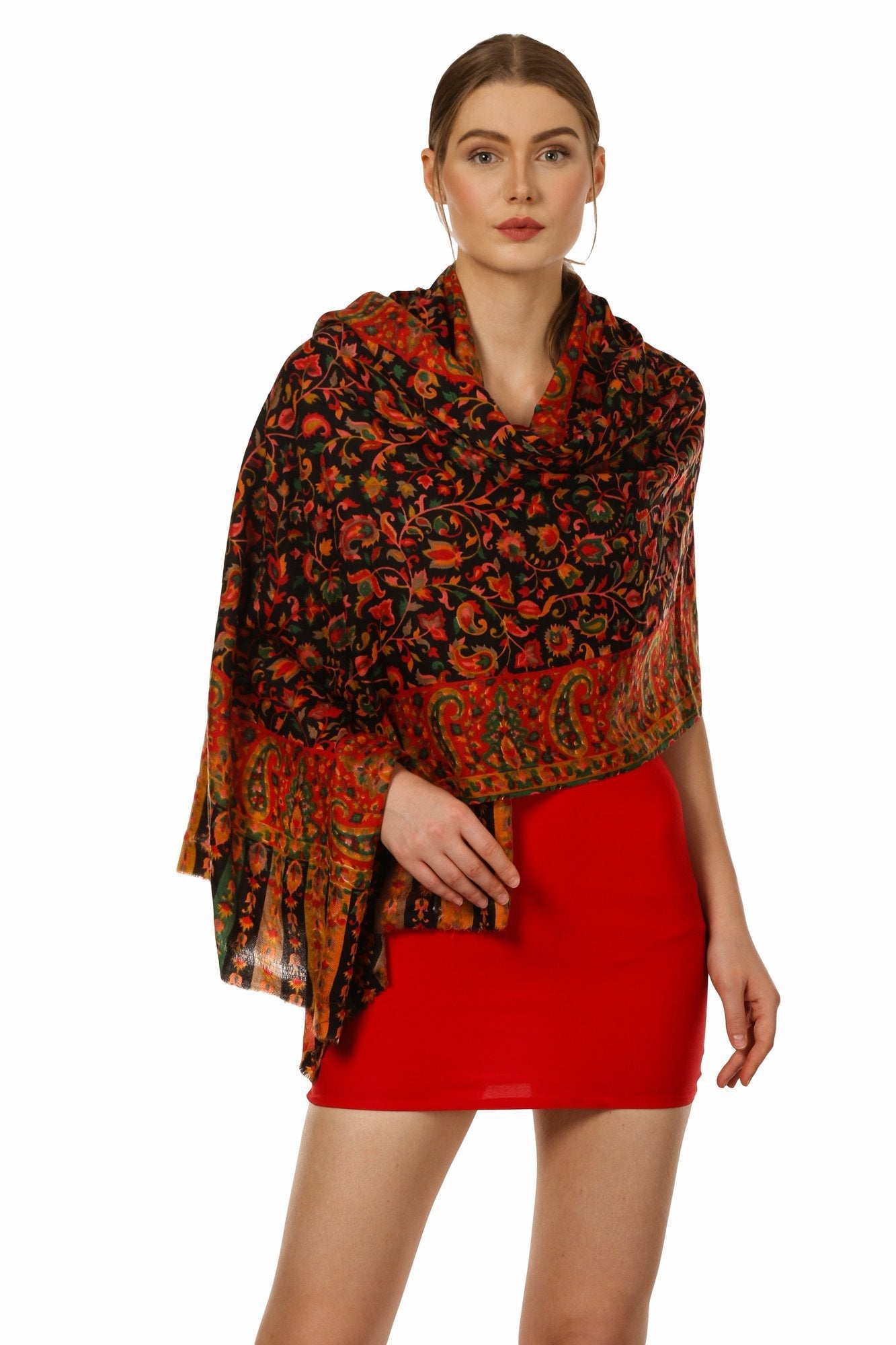 Pashtush India Shawl Pashtush Womens Fine Wool Pashmina Blended Printed Stole Scarf