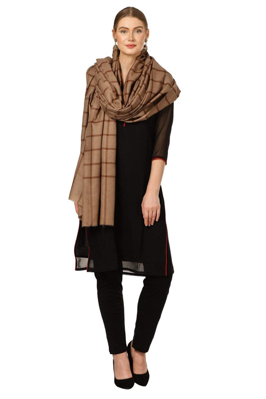 Pashtush Store Shawl Pashtush Womens Fine Wool pashmina handfeel Blended Check Shawl