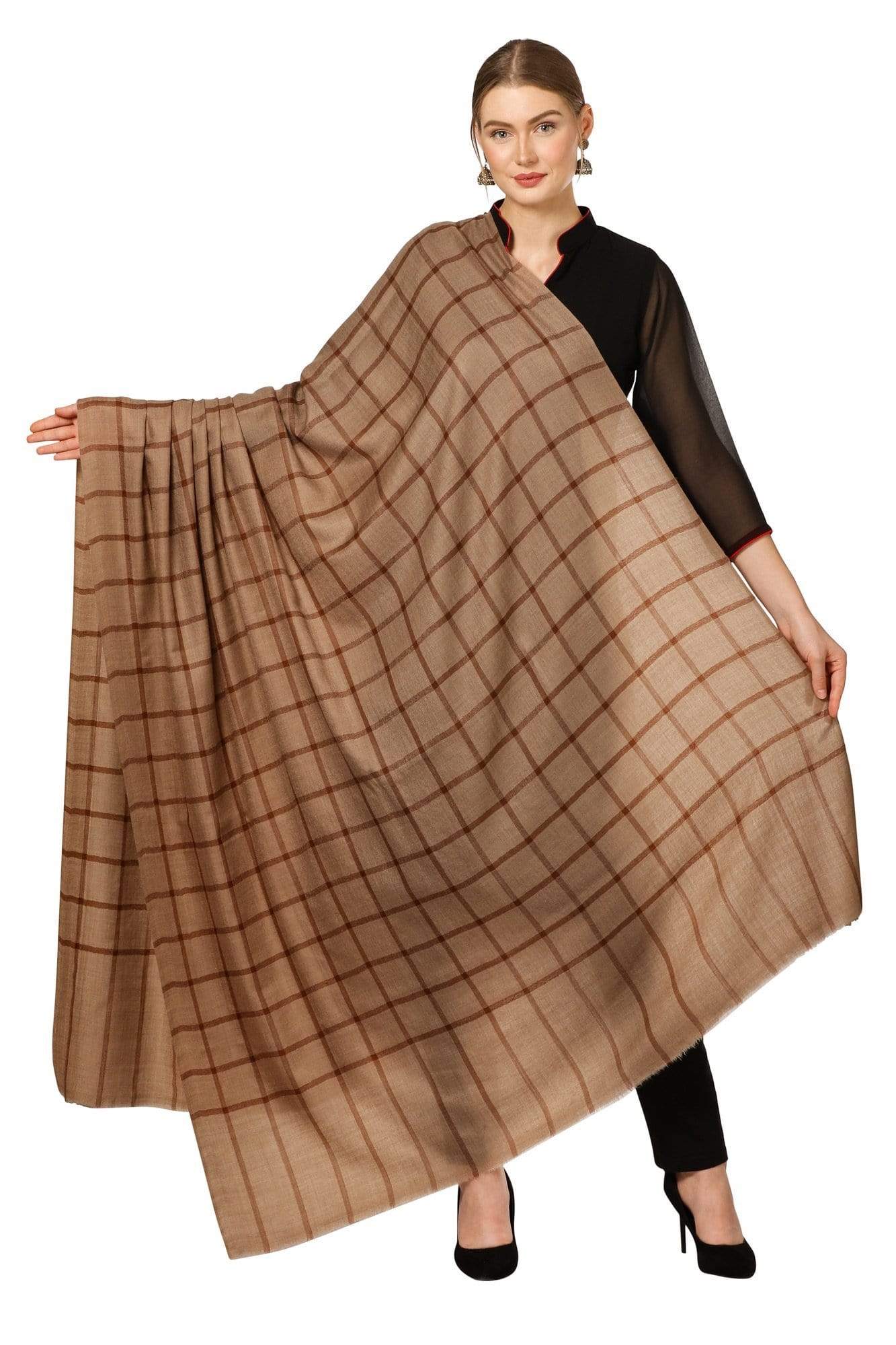 Pashtush Store Shawl Pashtush Womens Fine Wool pashmina handfeel Blended Check Shawl