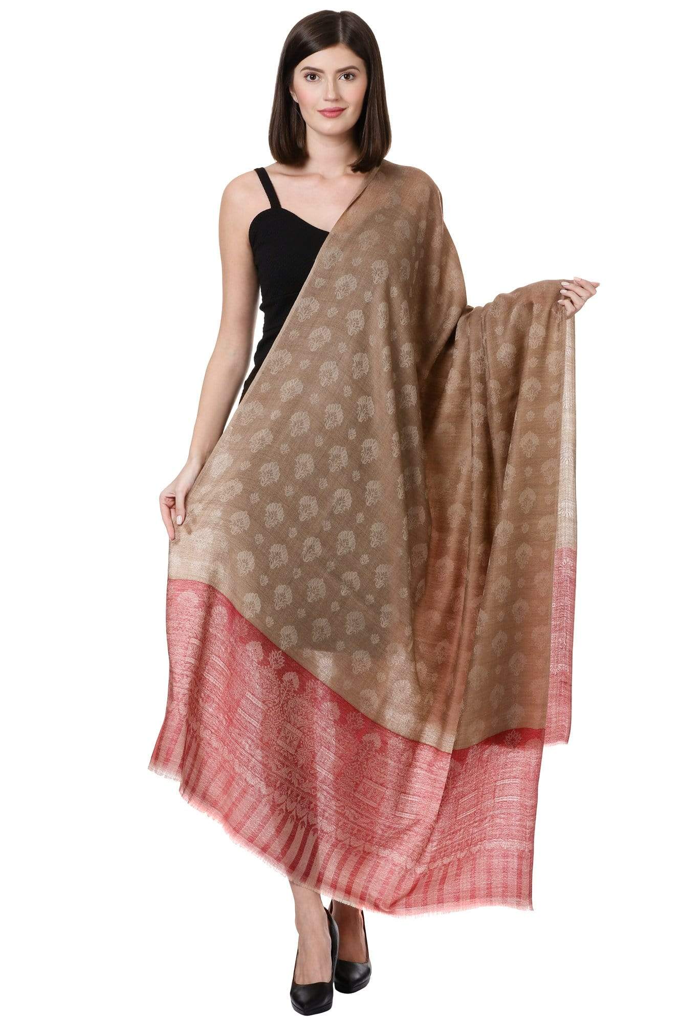 Pashtush Shawl Store Shawl Pashtush Womens Fine Wool Shawl, Almond