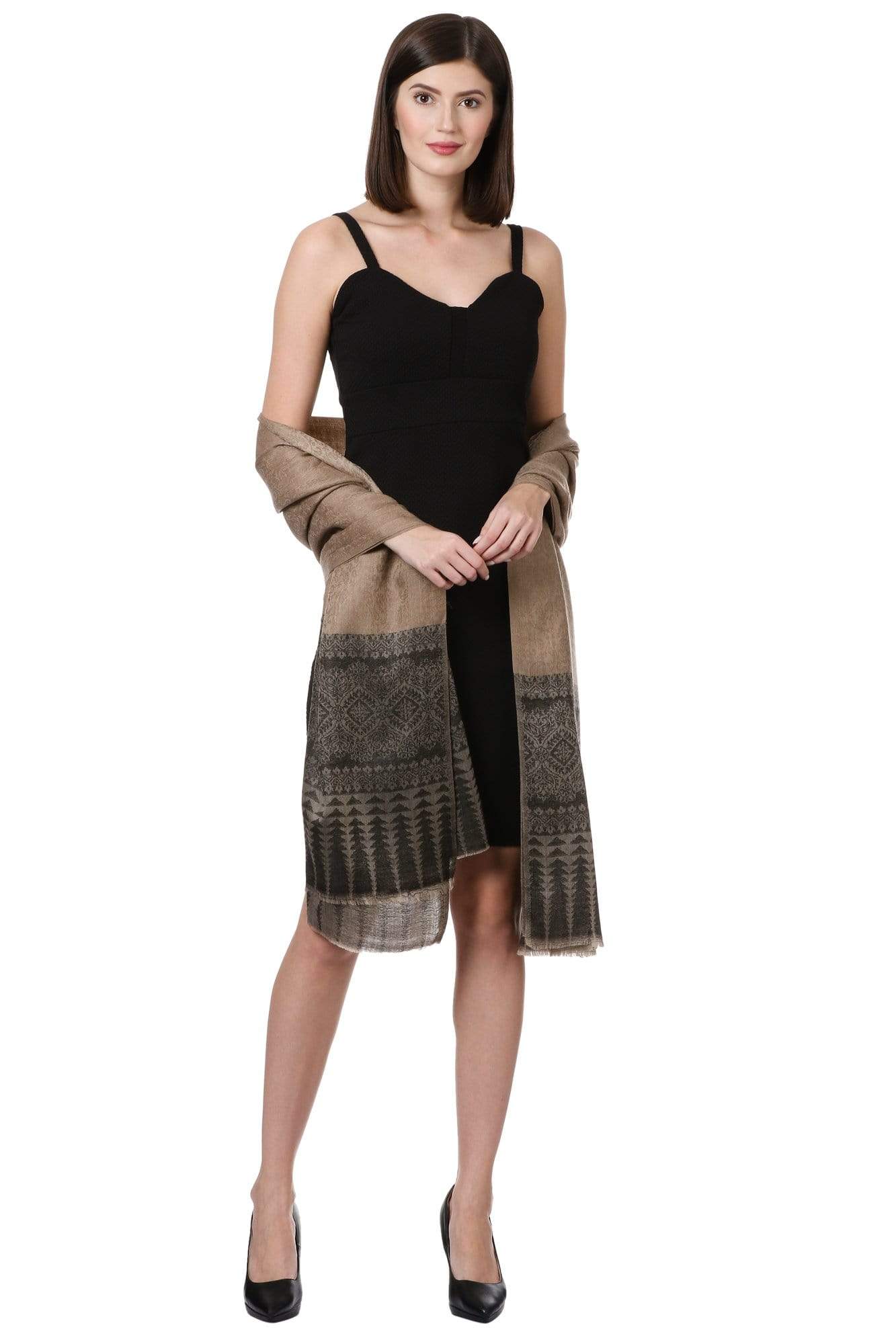 Pashtush Shawl Store Shawl Pashtush Womens Fine Wool Shawl, Brunette