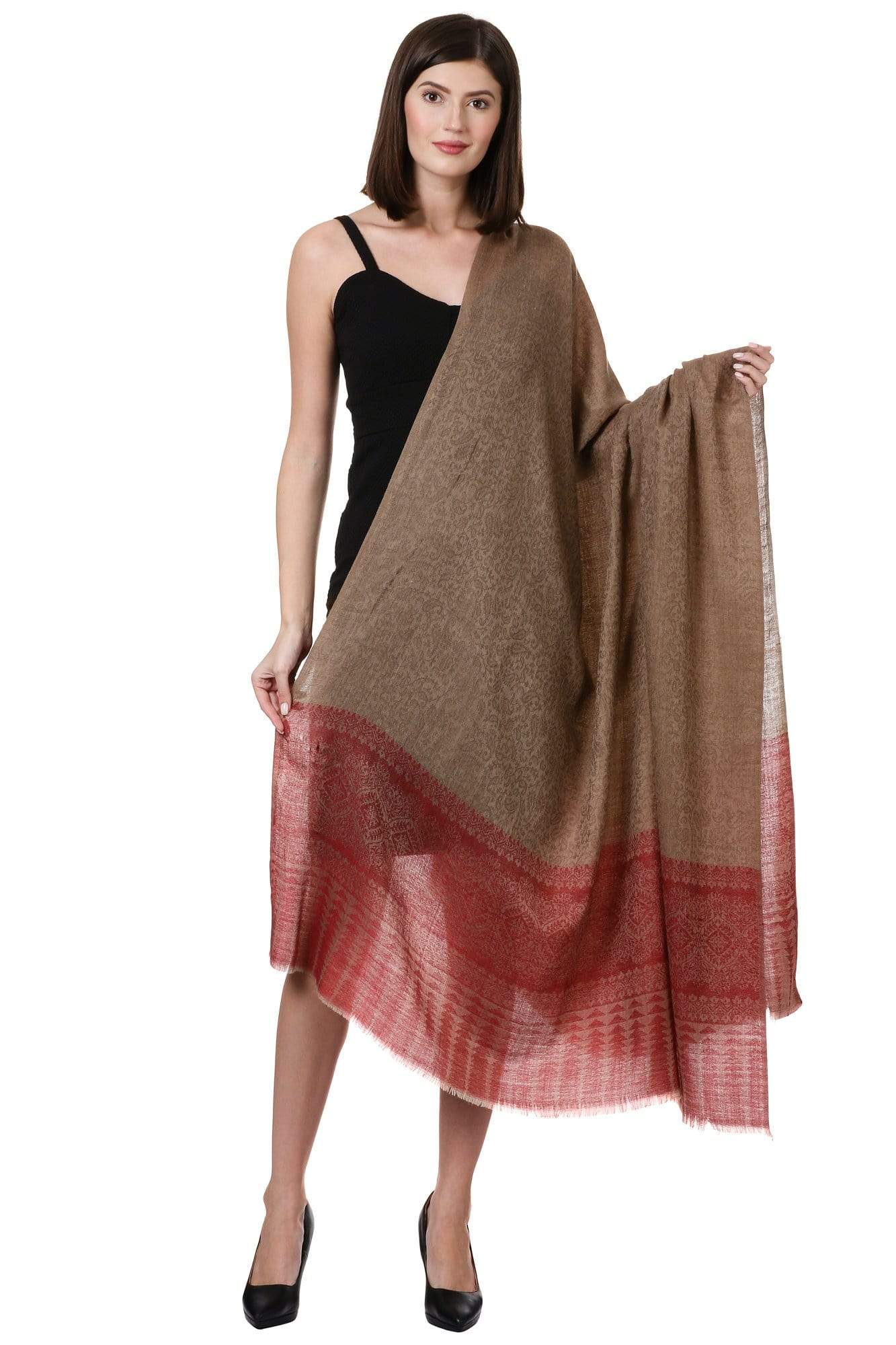 Pashtush India 100x200 Pashtush Womens Fine Wool Shawl, Clay