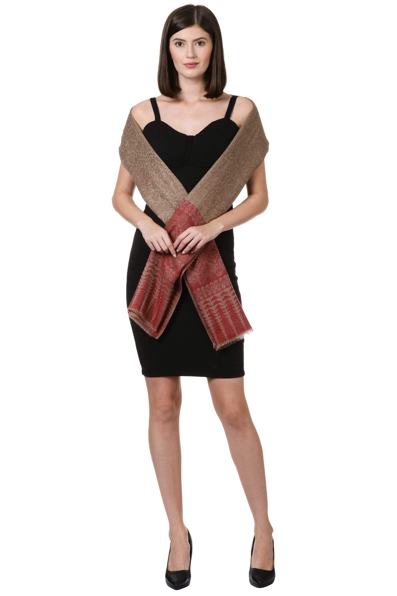 Pashtush India 100x200 Pashtush Womens Fine Wool Shawl, Clay