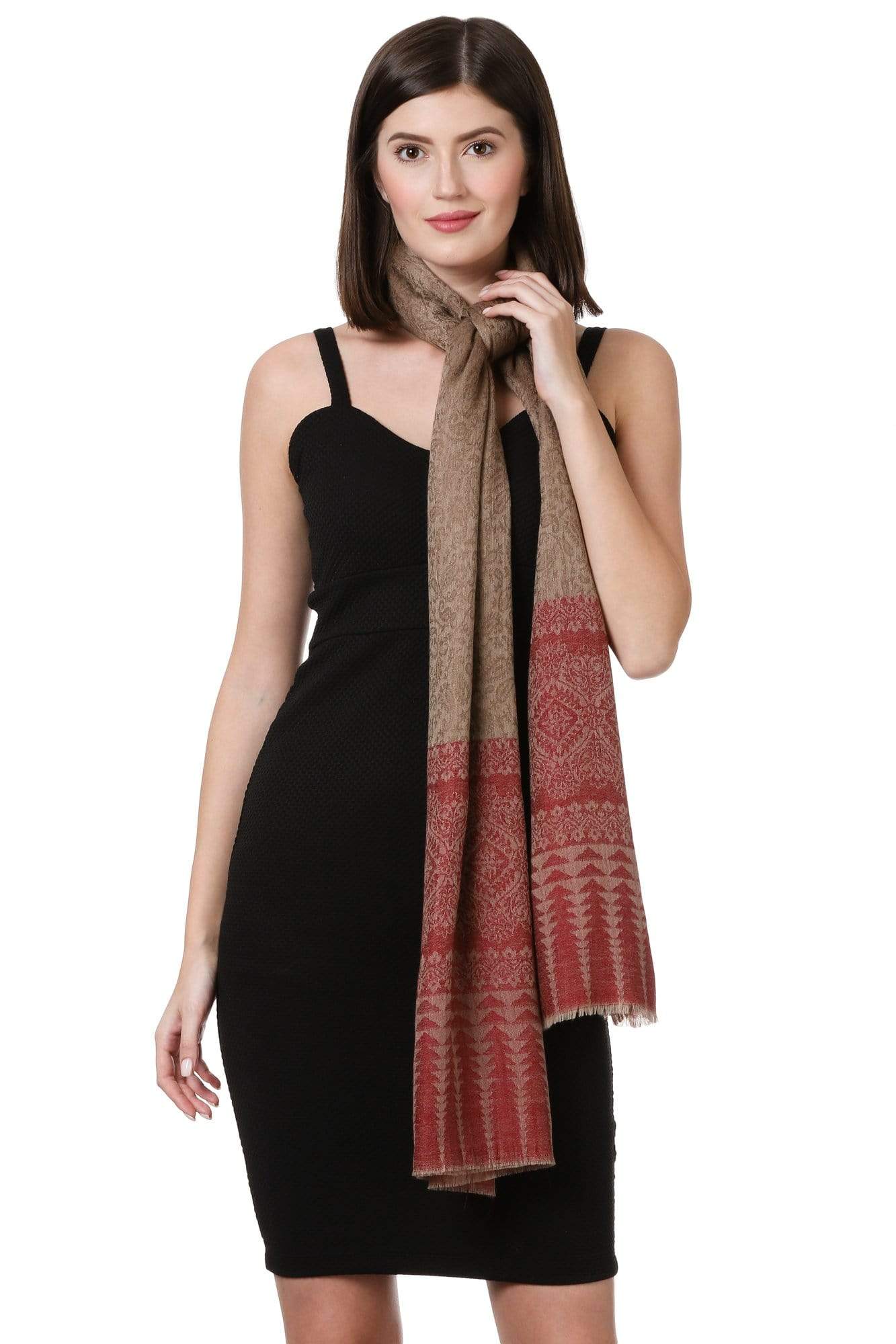 Pashtush India 100x200 Pashtush Womens Fine Wool Shawl, Clay