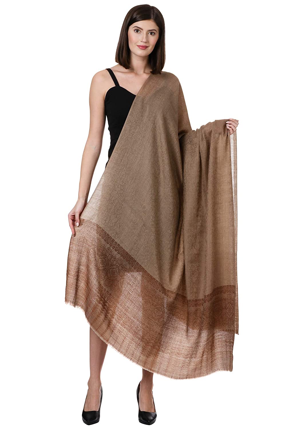 Pashtush Shawl Store Shawl Pashtush Womens Fine Wool Shawl, Coffee