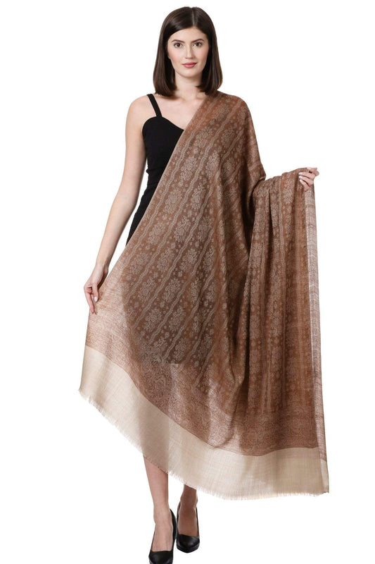 Pashtush India 100x200 Pashtush Womens Fine Wool Shawl, Espresso