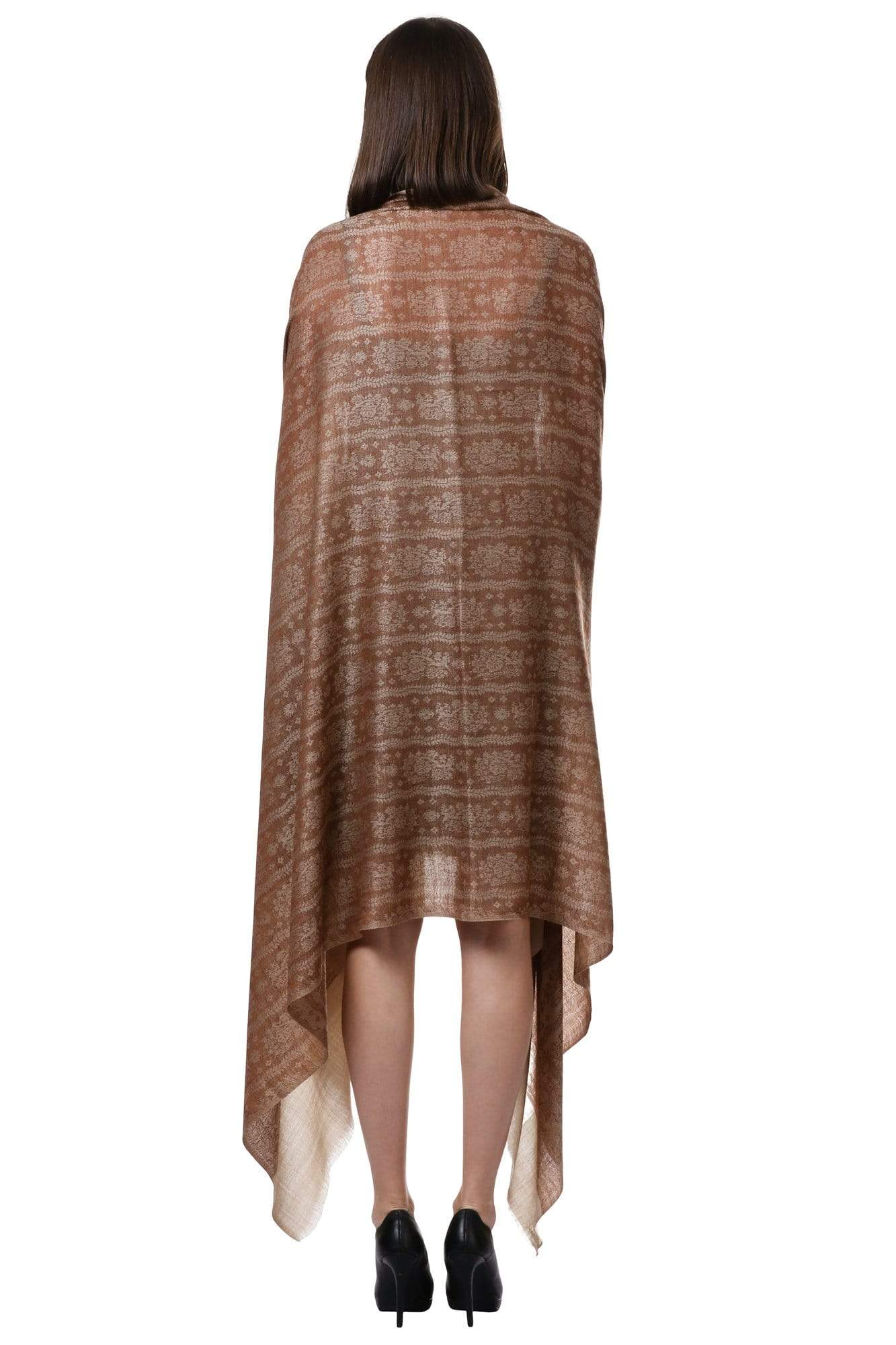 Pashtush India 100x200 Pashtush Womens Fine Wool Shawl, Espresso