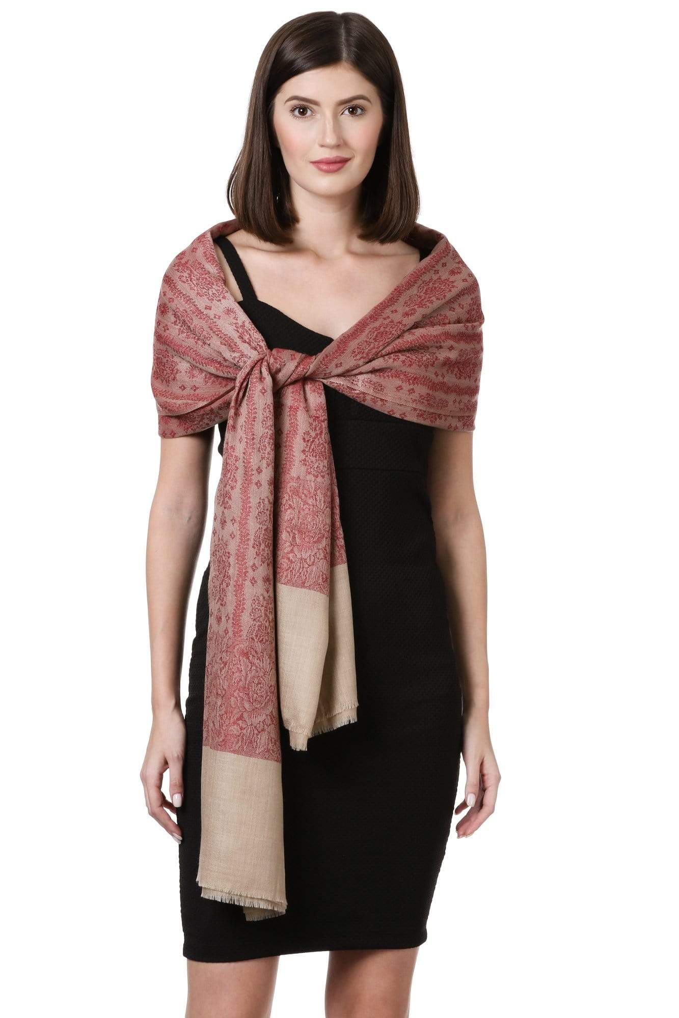 Pashtush Shawl Store Shawl Pashtush Womens Fine Wool Shawl, Merlot