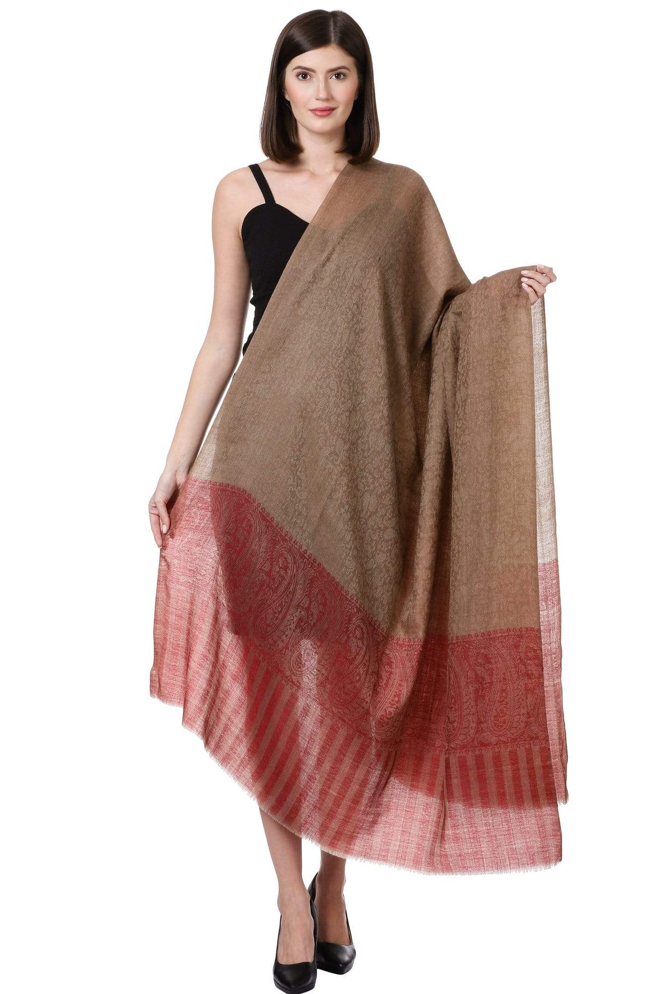 Pashtush Shawl Store Shawl Pashtush Womens Fine Wool Shawl, Oyster