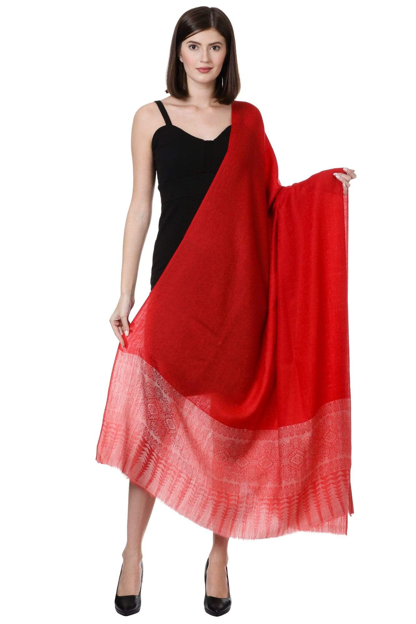 Pashtush Shawl Store Shawl Pashtush Womens Fine Wool Shawl, Scarlet Red