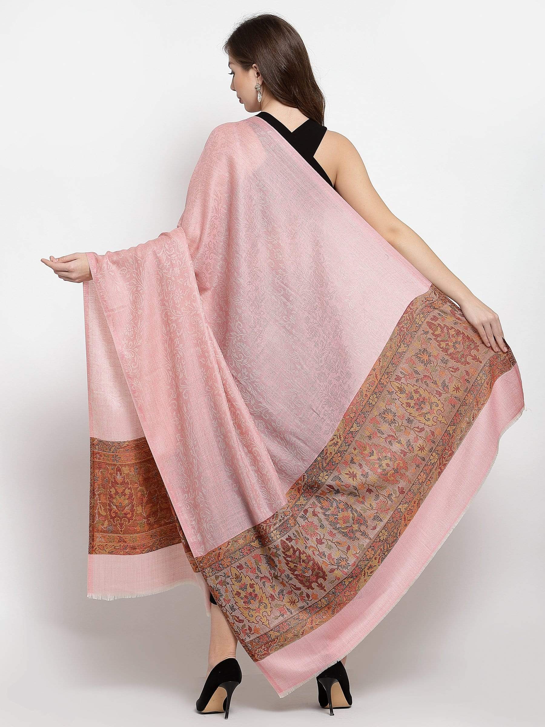 Pashtush India 100x200 Pashtush Womens Fine Wool Shawl, Soft Salmon Pink