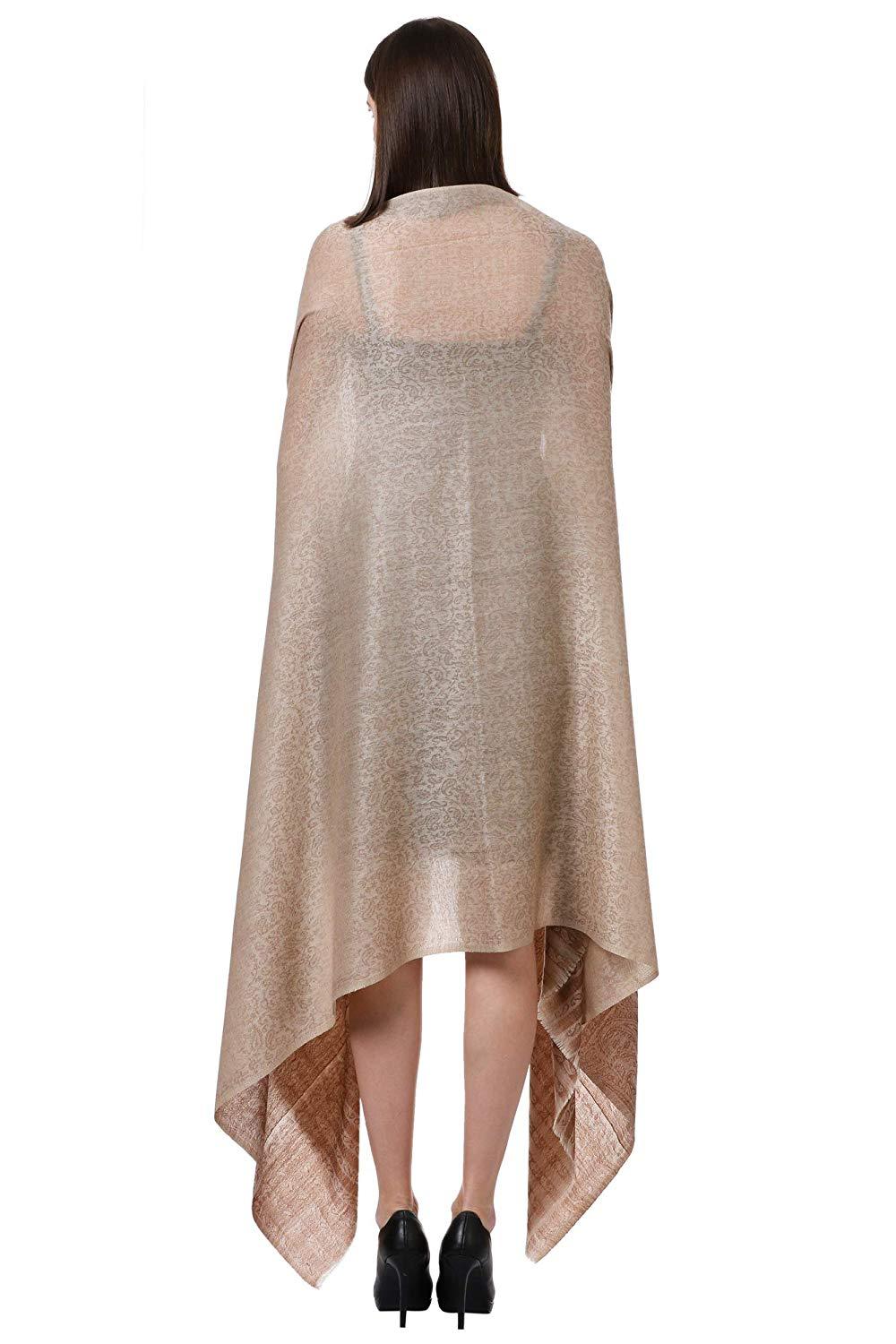 Pashtush India 100x200 Pashtush Womens Fine Wool Shawl, Taupe