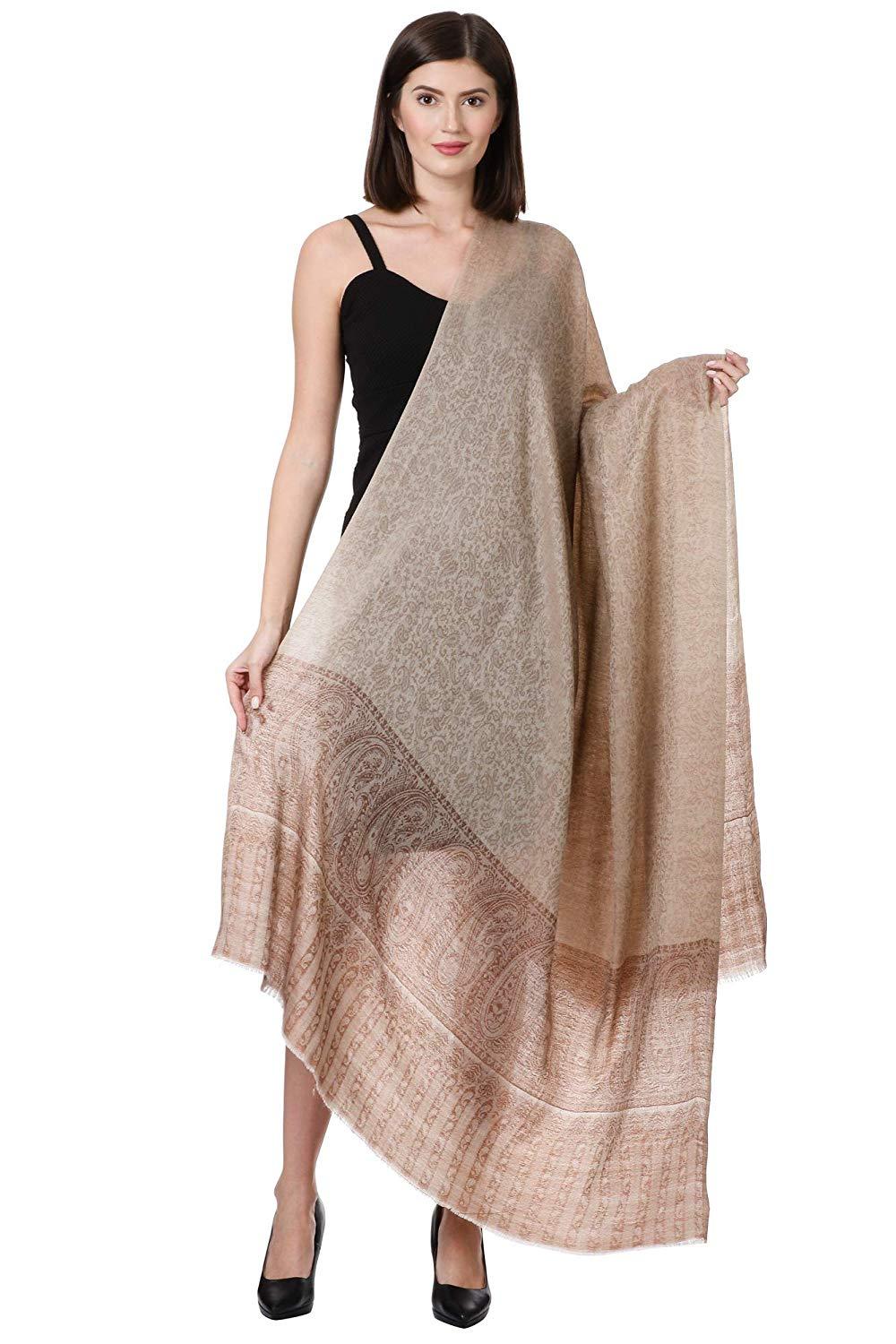 Pashtush India 100x200 Pashtush Womens Fine Wool Shawl, Taupe