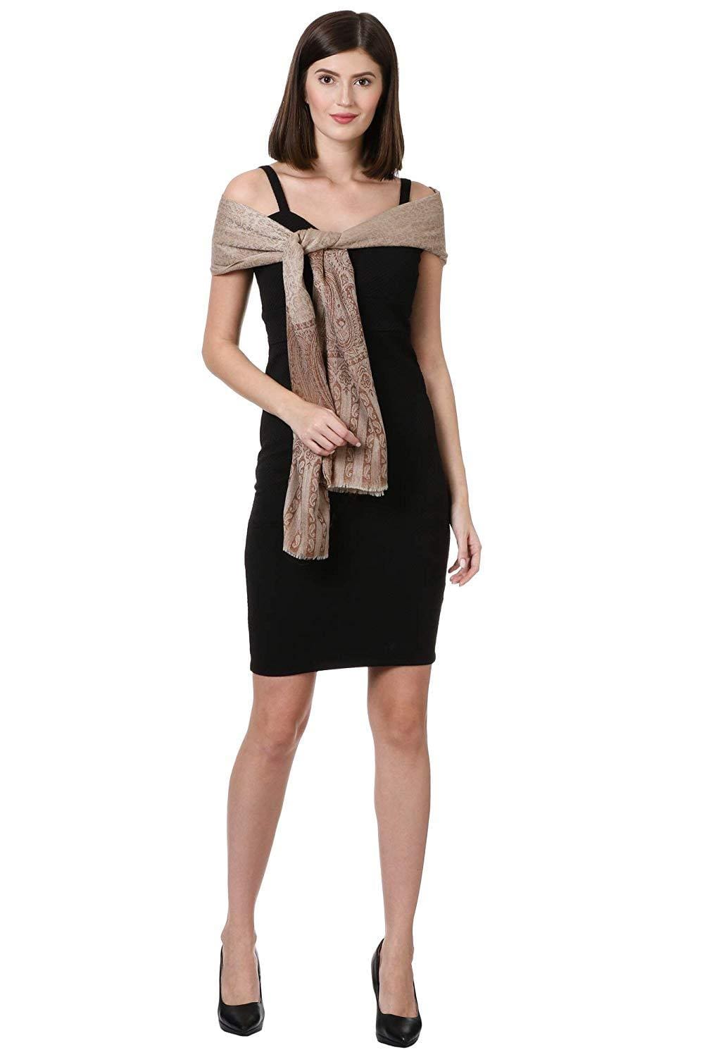 Pashtush India 100x200 Pashtush Womens Fine Wool Shawl, Taupe