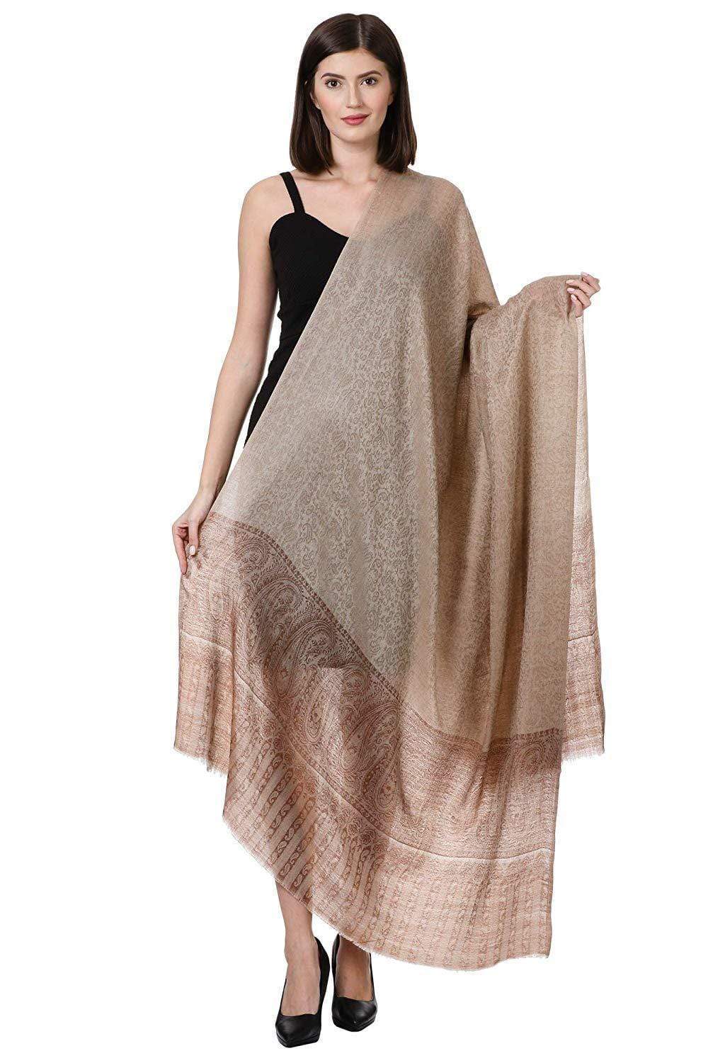 Pashtush India 100x200 Pashtush Womens Fine Wool Shawl, Taupe