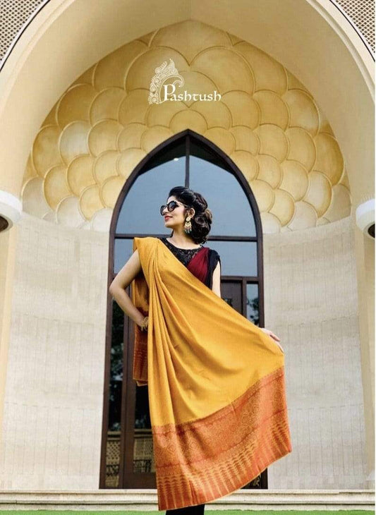 Pashtush Shawl Store Shawl Pashtush Womens Fine Wool Shawl, Ultra Soft Mustard