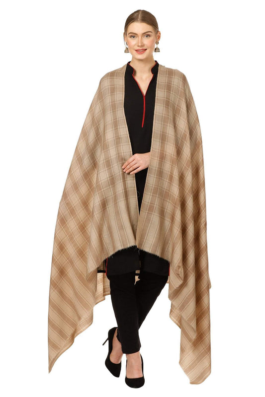 Pashtush India 100x200 Pashtush Womens Fine Wool, Soft and Warm, Check Shawl