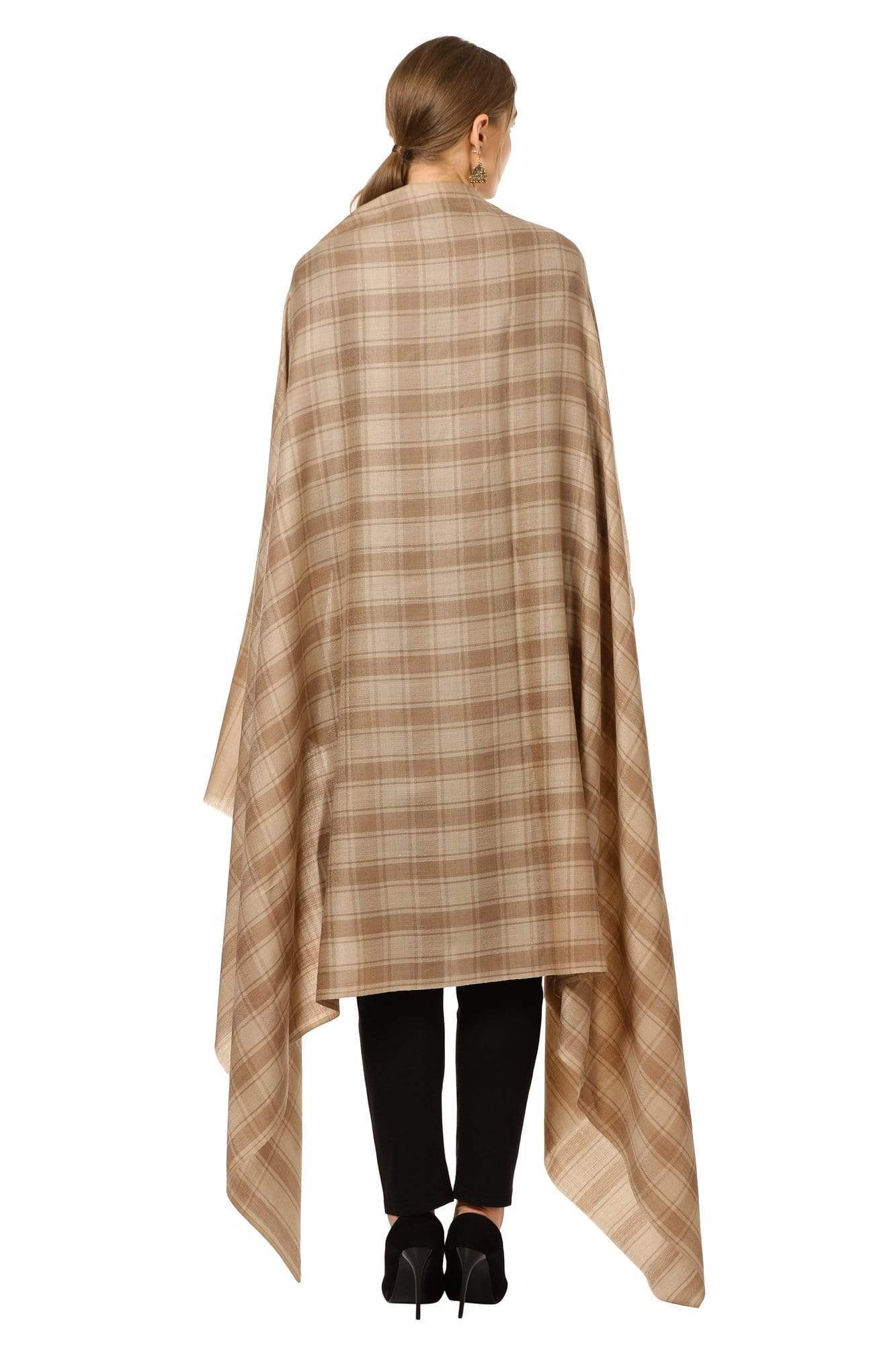 Pashtush India 100x200 Pashtush Womens Fine Wool, Soft and Warm, Check Shawl