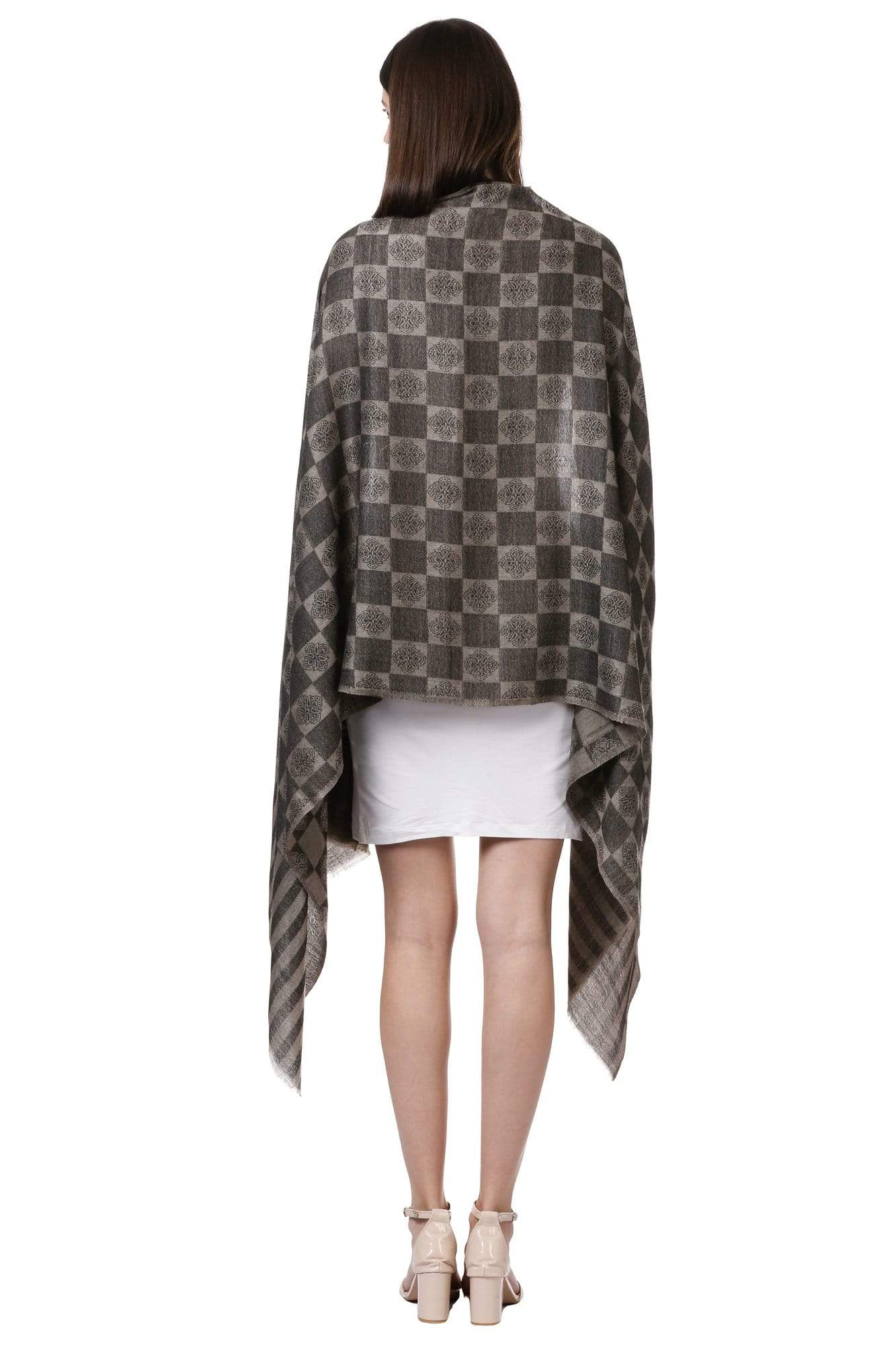 Pashtush Store Stole Pashtush Womens Fine Wool, Soft and Warm, Check stole, Black