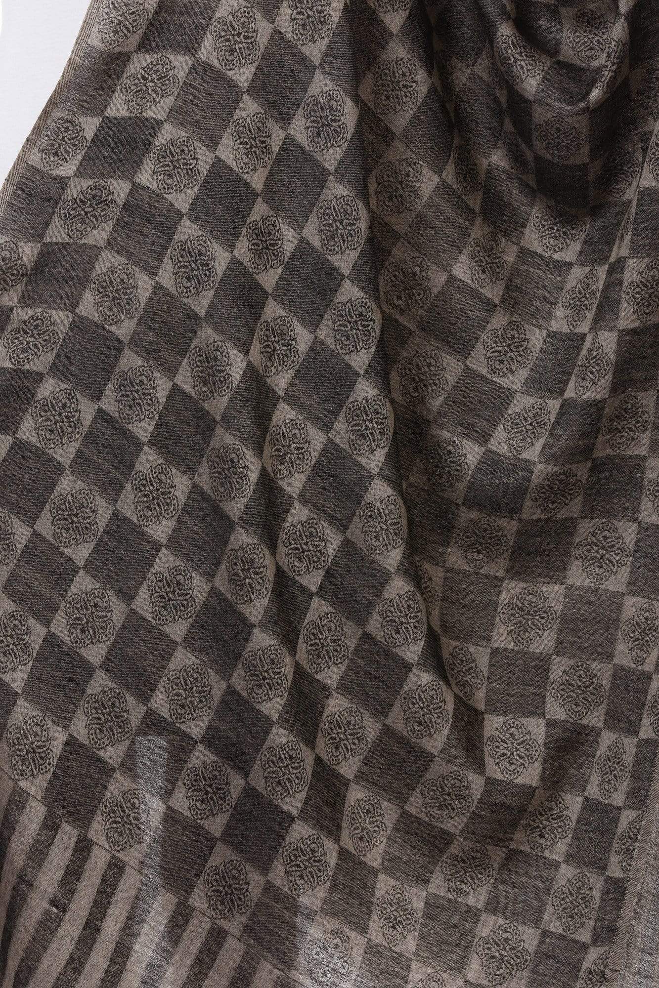 Pashtush Store Stole Pashtush Womens Fine Wool, Soft and Warm, Check stole, Black
