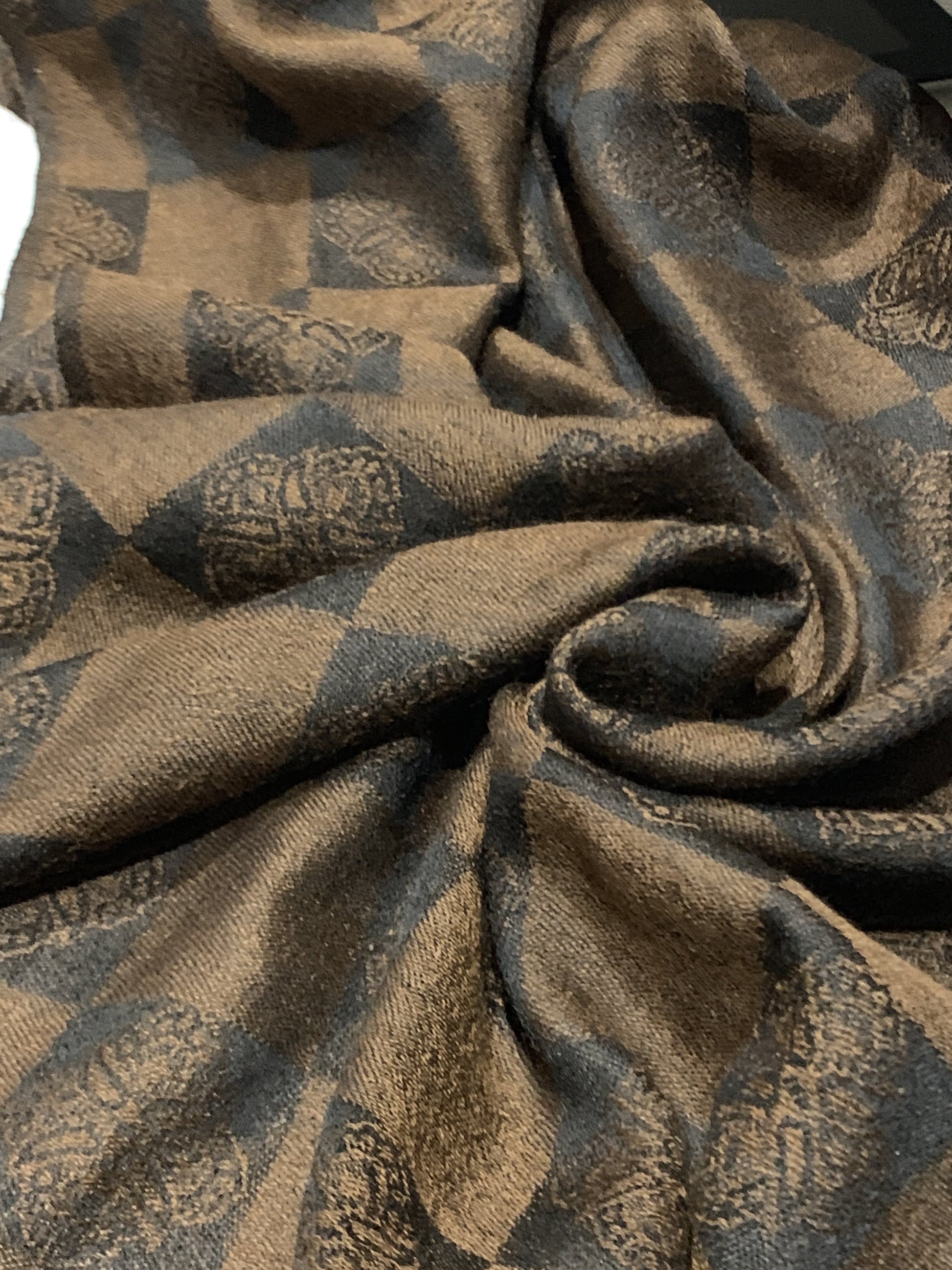 Pashtush Store Stole Pashtush Womens Fine Wool Soft and Warm Twin Check Black Coffee