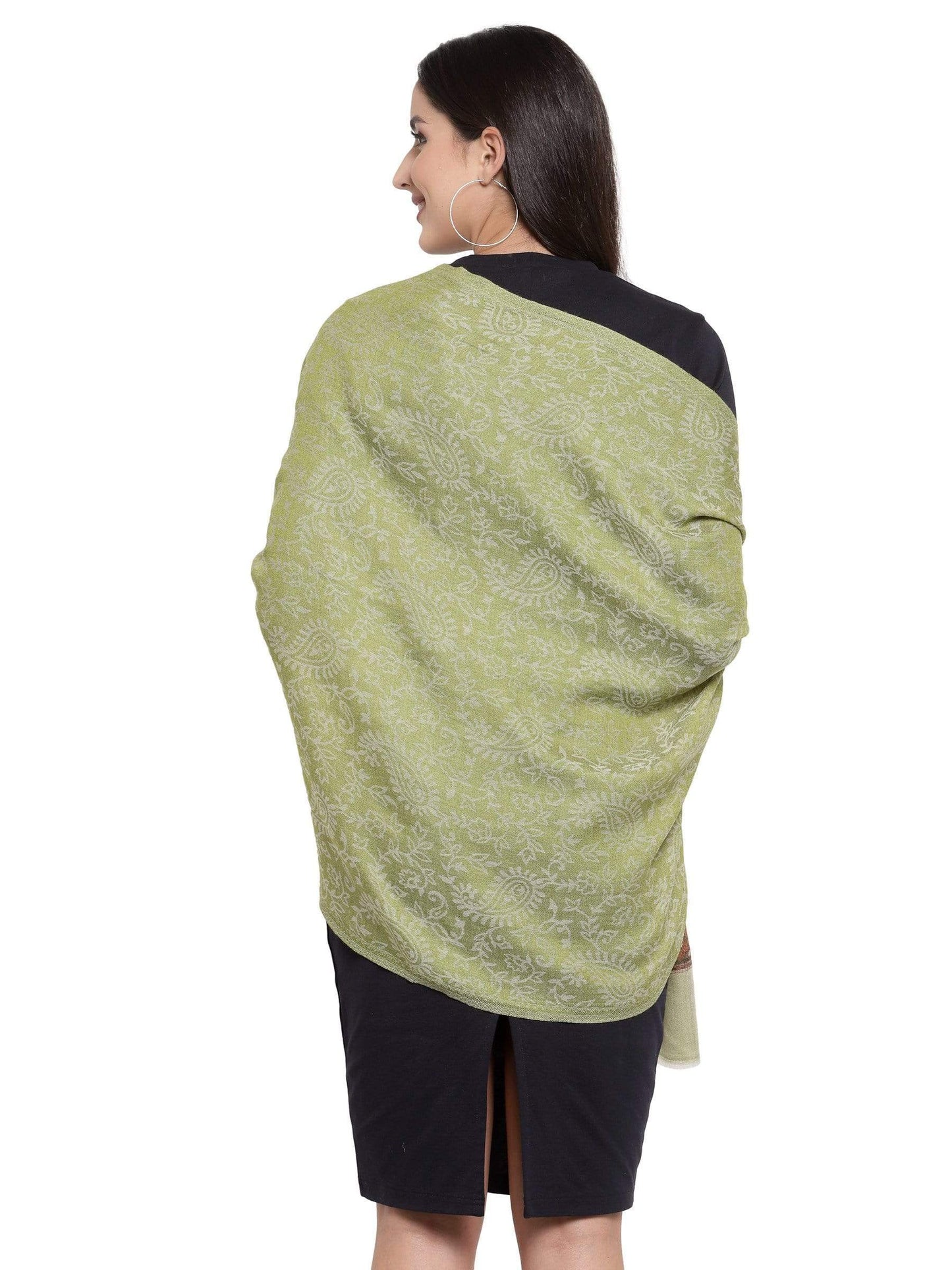 Pashtush India 70x200 Pashtush Womens Fine Wool Stole With Palla Weave, Soft, Warm and Light Weight